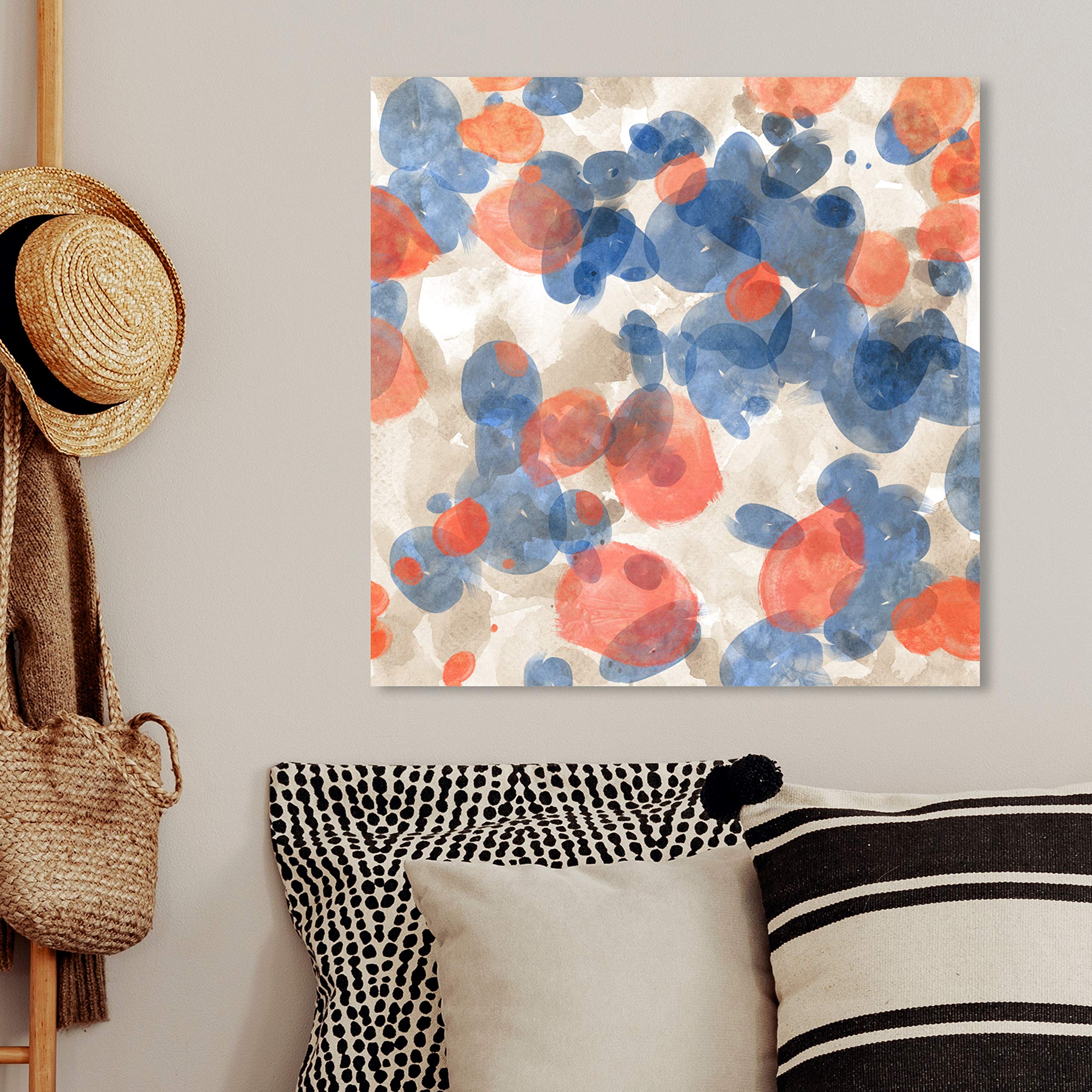 Floating Petals Abstract Wall Art Canvas Print - 24x24 Inch Modern Home Decor in White & Blue | Perfect for Living Room, Bedroom & Office Decor