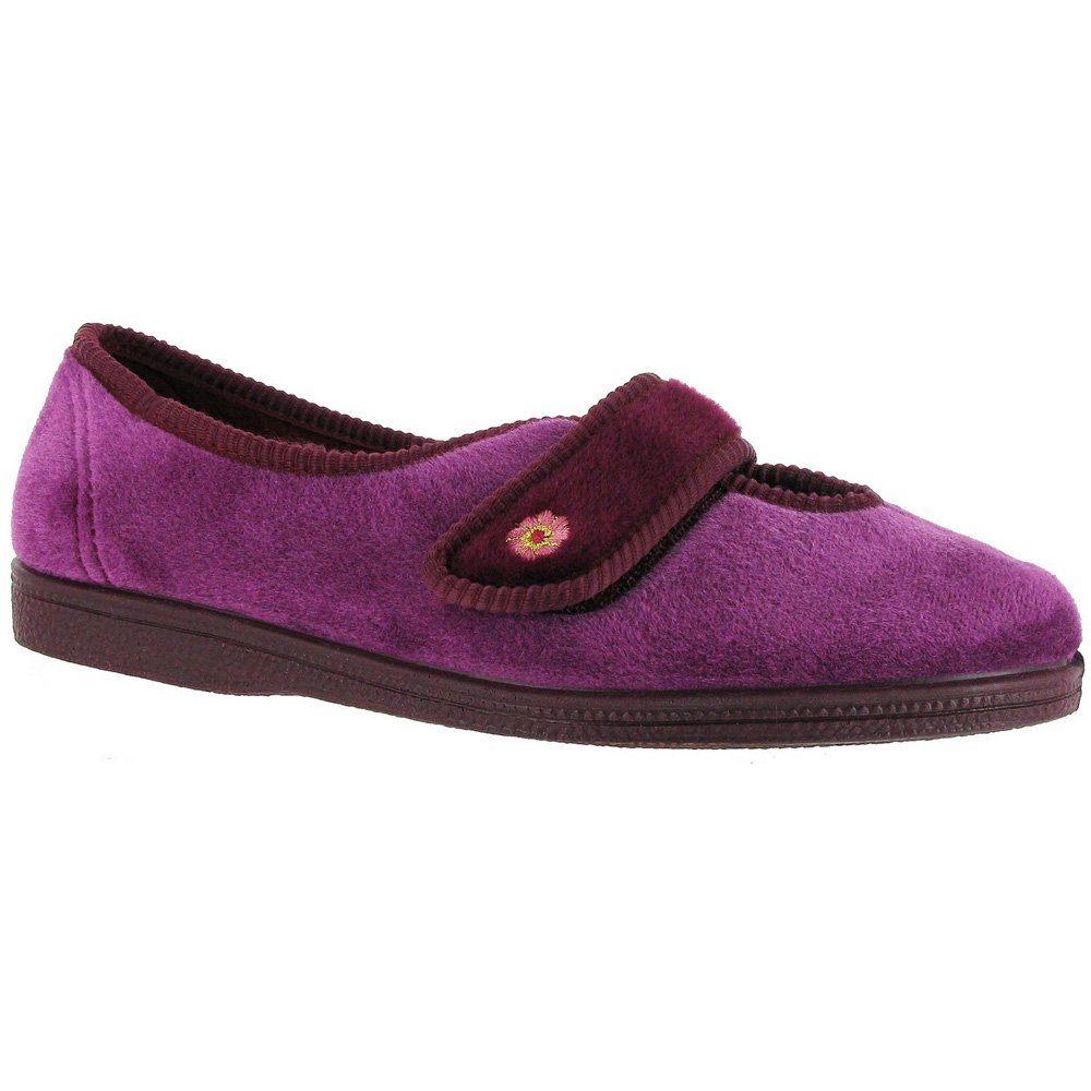 Mirak Andrea Women's Red Easy Fasten Slippers - Size 5 UK (US Women's 7) - Comfortable House Shoes for Indoor & Outdoor Use - Perfect for Relaxing at Home, Quick Errands or Travel