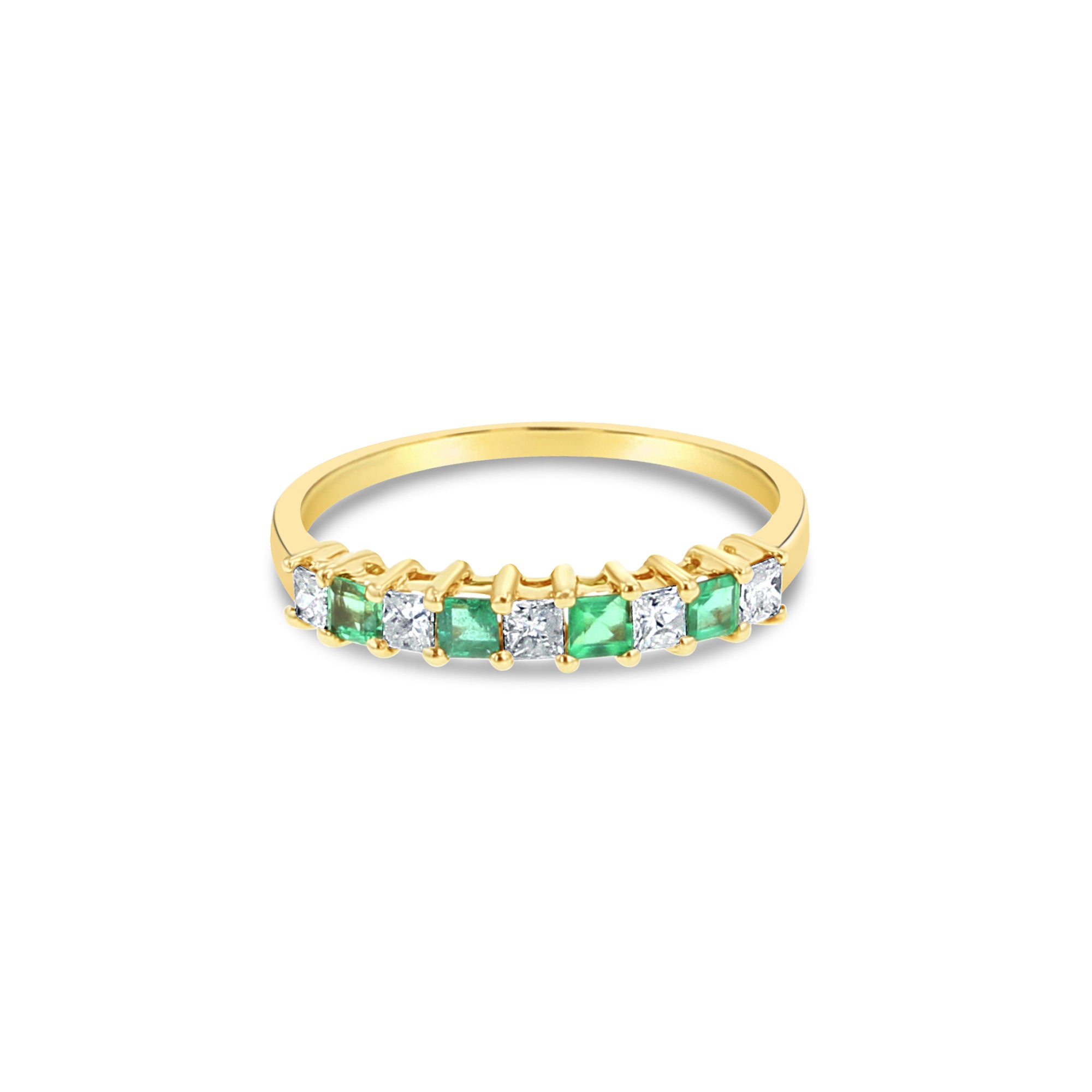 14K Yellow Gold Diamond & Emerald Wedding Band - 0.66cttw Elegant Bridal Ring for Women, Perfect for Engagement, Anniversary & Special Occasions