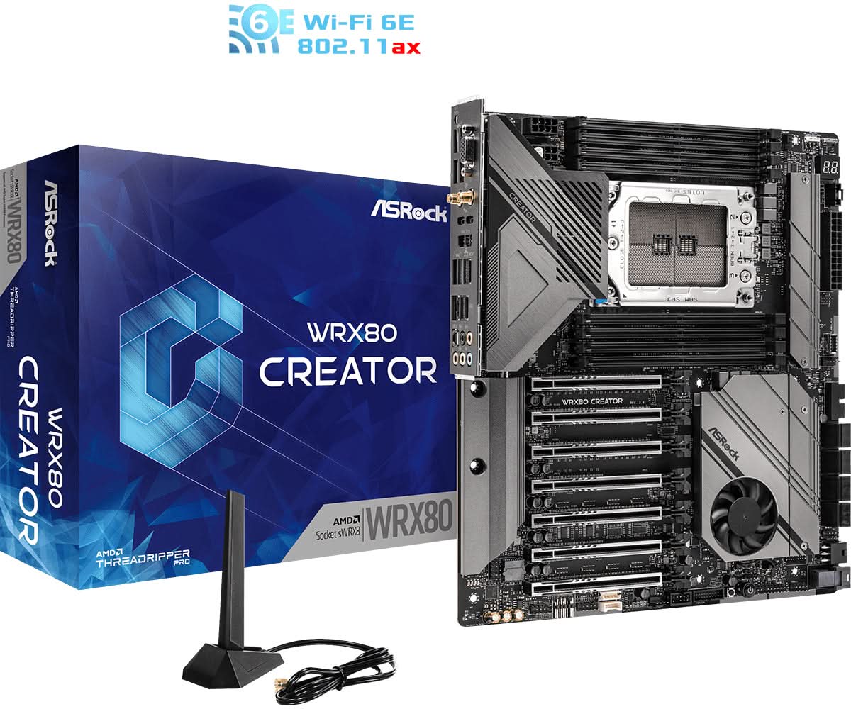 ASRock WRX80 CREATOR R2.0 Motherboard - AMD WRX80 Socket sWRX8 Extended ATX for Workstations, Content Creation & High-Performance Computing