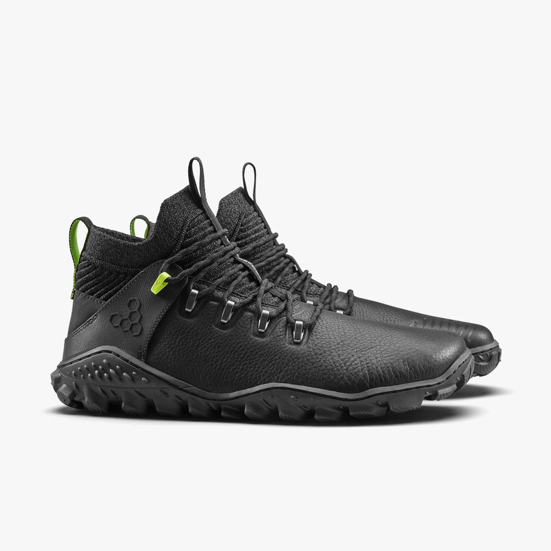 Vivobarefoot Men's Magna Forest Esc Barefoot Shoes in Obsidian Lime - Minimalist Hiking & Trail Running Shoes for Natural Movement & Outdoor Adventures
