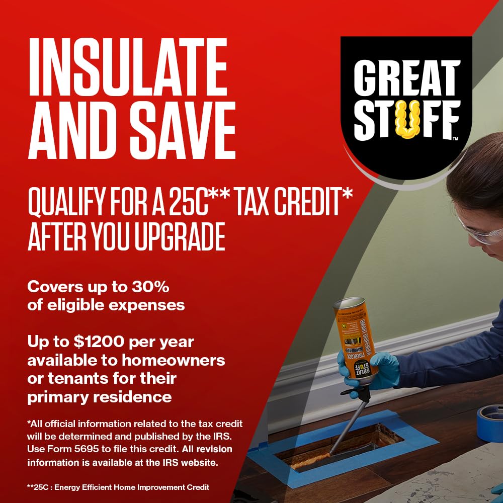 GREAT STUFF PRO Fire Rated Gaps & Cracks Spray Foam Insulation Kit (Orange) with Foam Gun, Gloves & Cleaner - Perfect for Home Insulation, Window Sealing & HVAC Ductwork