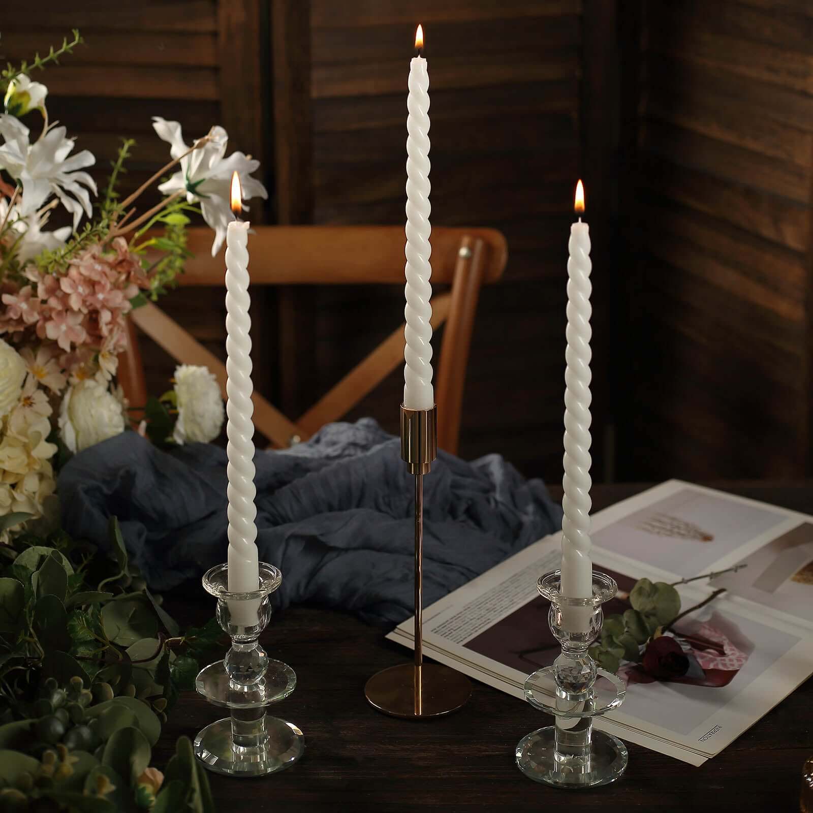 12 Pack Premium Unscented Spiral Taper Candles - 11