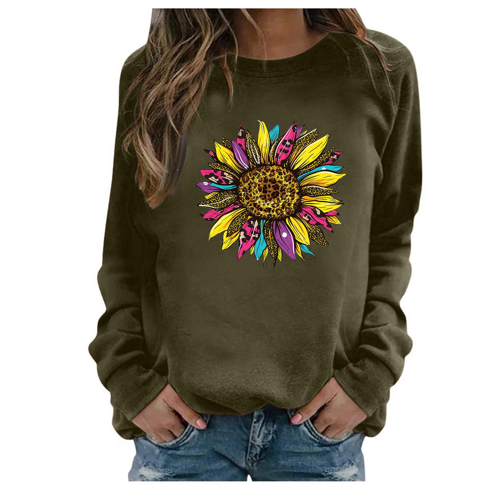 Women's Long Sleeve Western Aztec Print Blouse - Casual Round Neck Tops for Fall - Perfect for Boho Style, Office Wear & Autumn Outfits