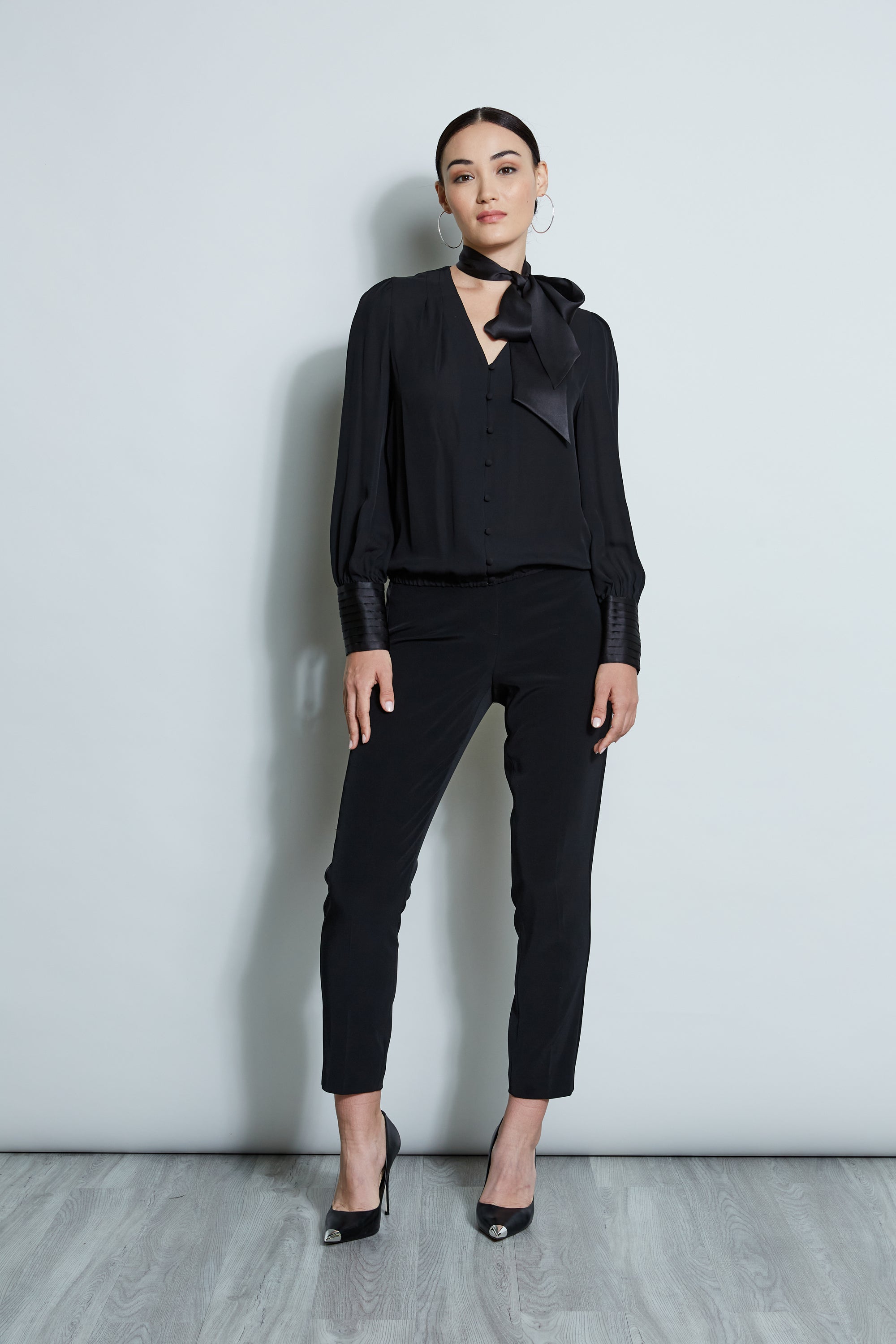 Elegant Satin Tie Blouse for Women - Chic & Comfortable Office Wear & Evening Outfits