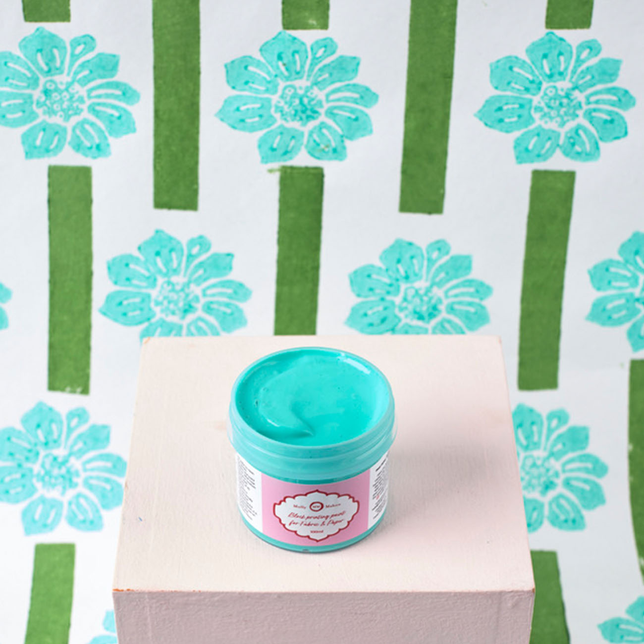 Block Printing Paint Aqua - Non-Toxic Water-Based Ink for Fabric & Paper - Perfect for DIY Crafts, Scrapbooking & Home Decor