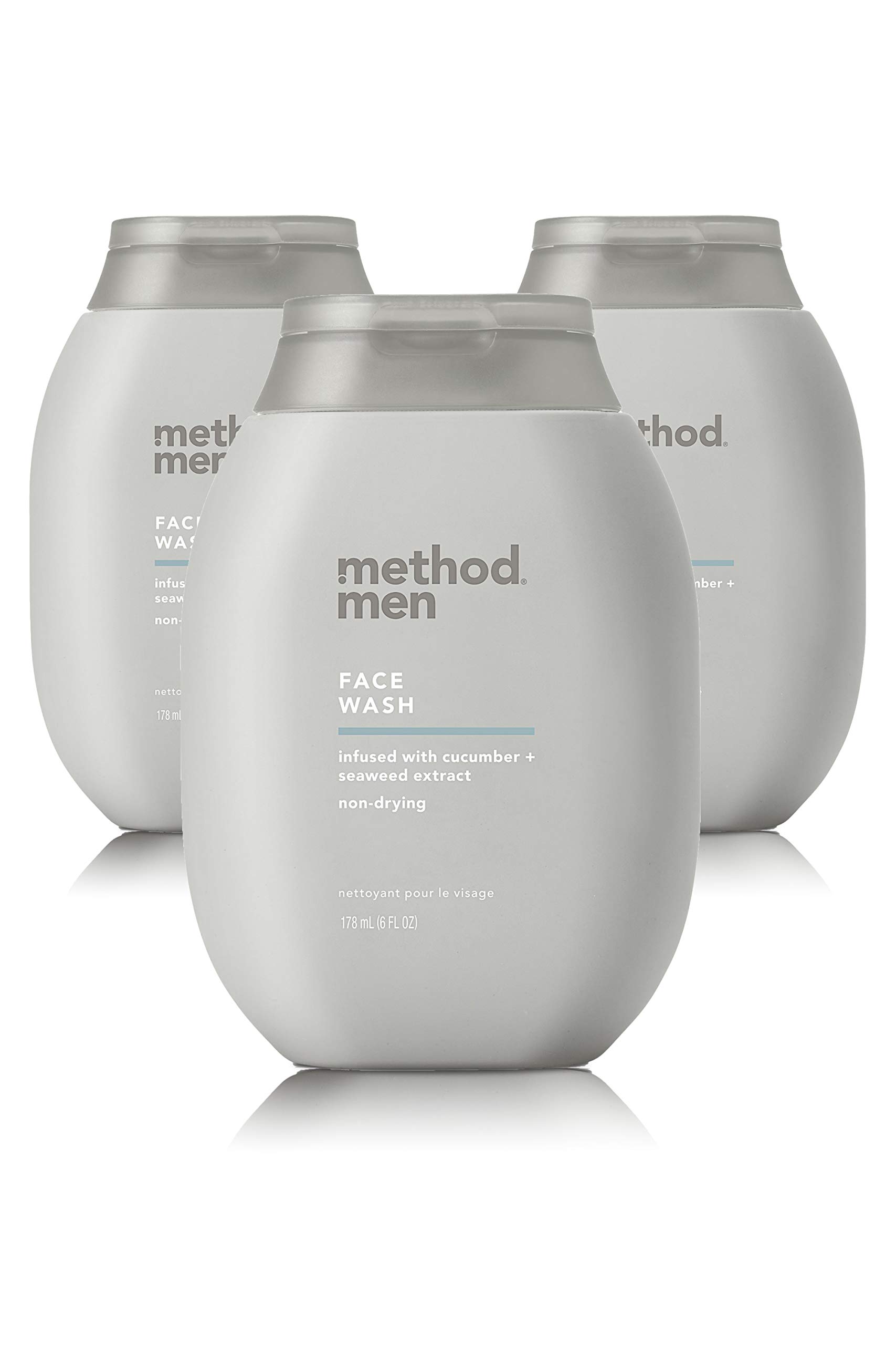 Method Men Face Wash - Sea & Surf Scent, 6 oz (3-Pack) | Gentle Cleanser for Men with Natural Ingredients | Perfect for Daily Skincare & Travel