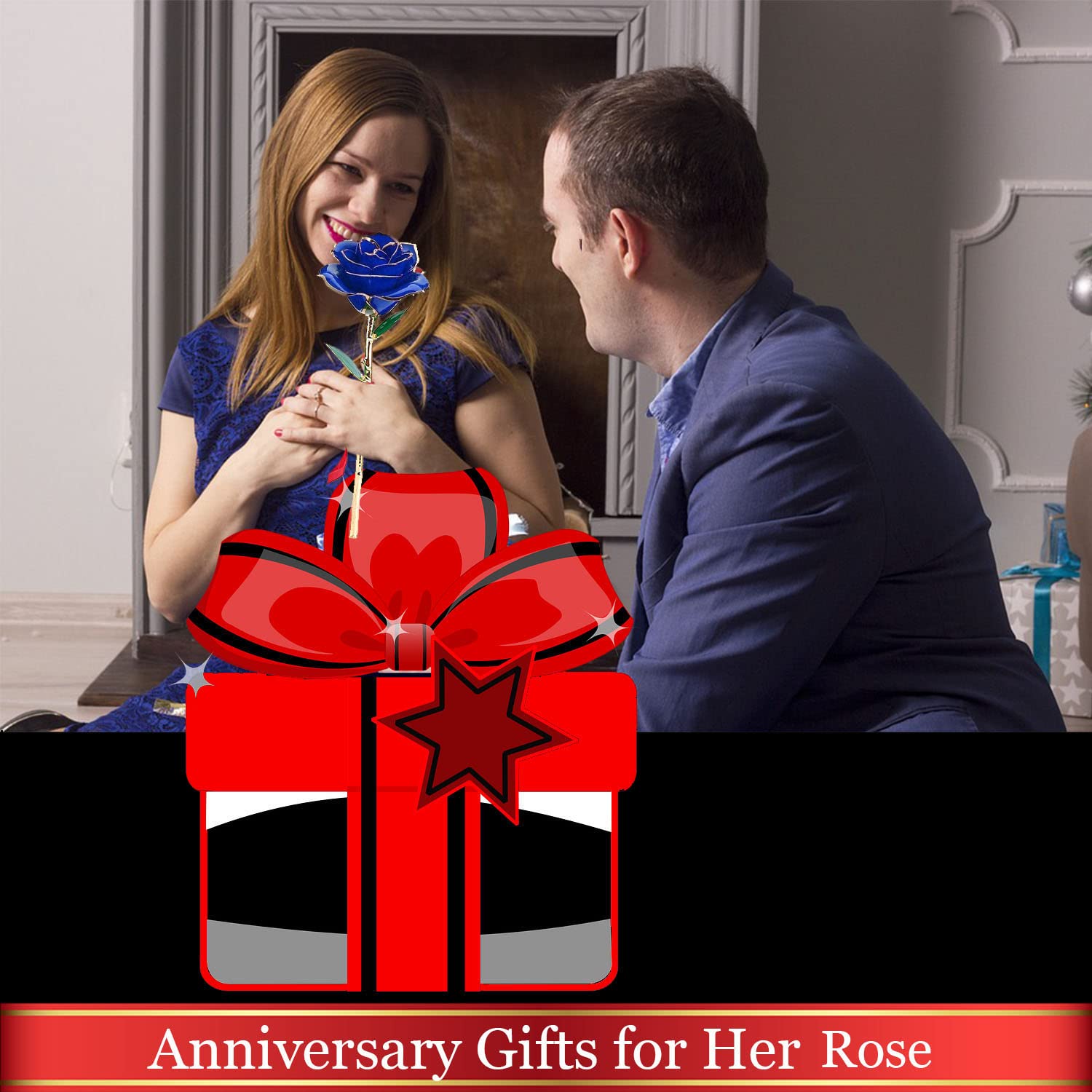 24K Gold Plated Preserved Rose in Glass Dome - Romantic Gift for Valentine's Day, Mother's Day, Anniversary & Birthday - Perfect Present for Her, Wife or Girlfriend - Home Decor & Keepsake for Special Occasions