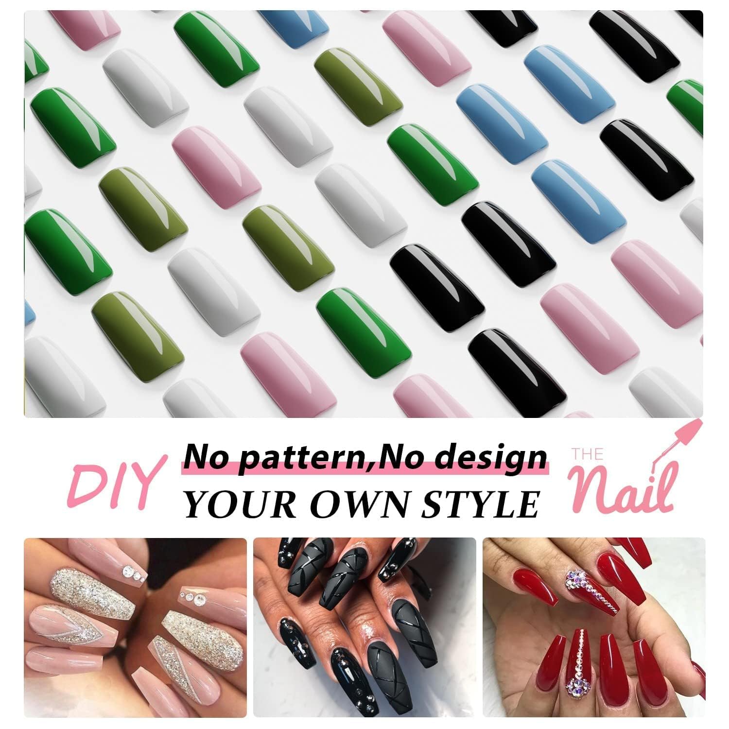 Xcreando Medium Long Square Press On Nails - Hot Pink Acrylic Fake Nails with Glue, Natural Thick Artificial Nails for Women | Perfect for Parties, Weddings, Date Nights & Everyday Glam
