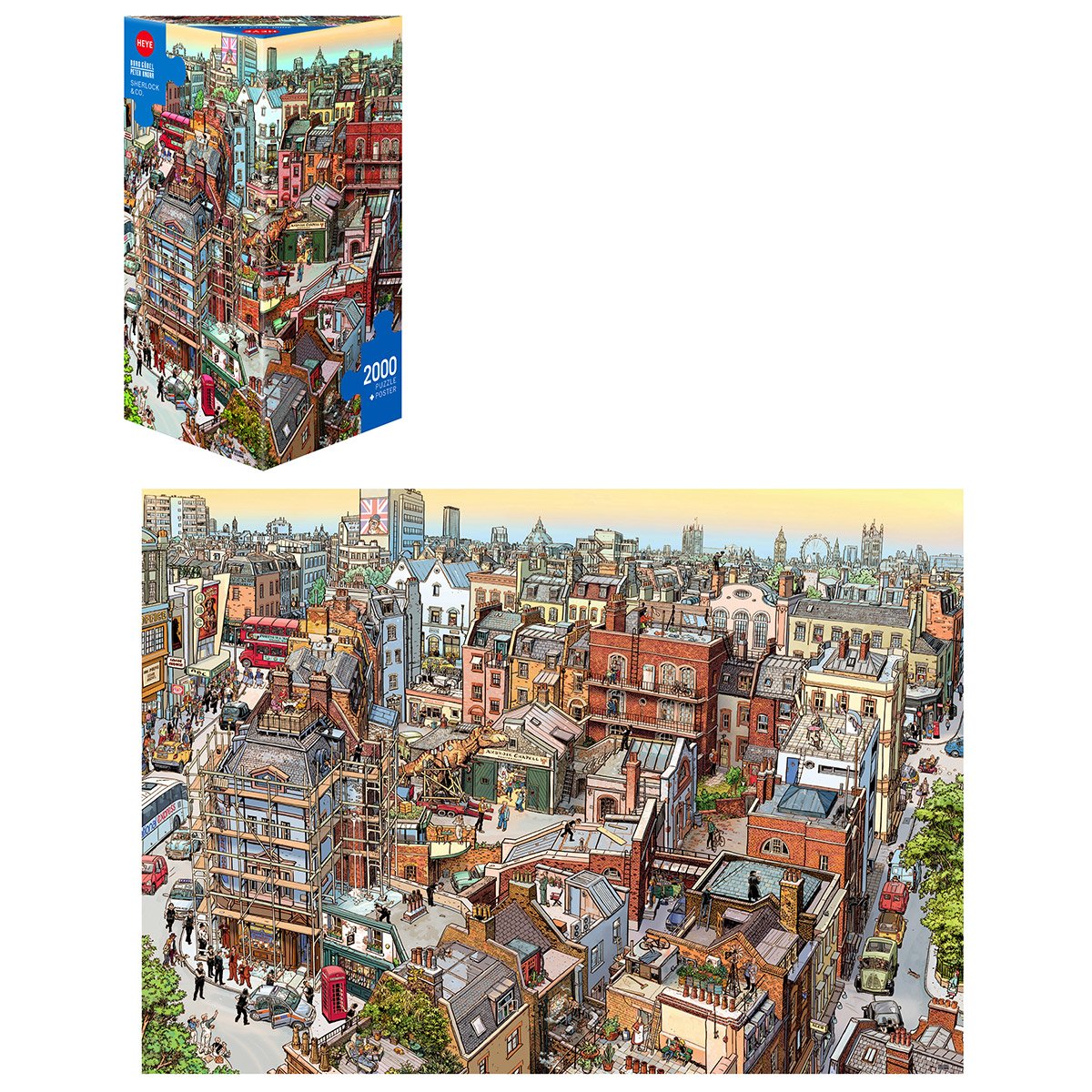 Heye 2000-Piece Triangular Jigsaw Puzzle - Sherlock & Co Detective Theme - Challenging Adult Puzzle for Home Decor & Family Game Night