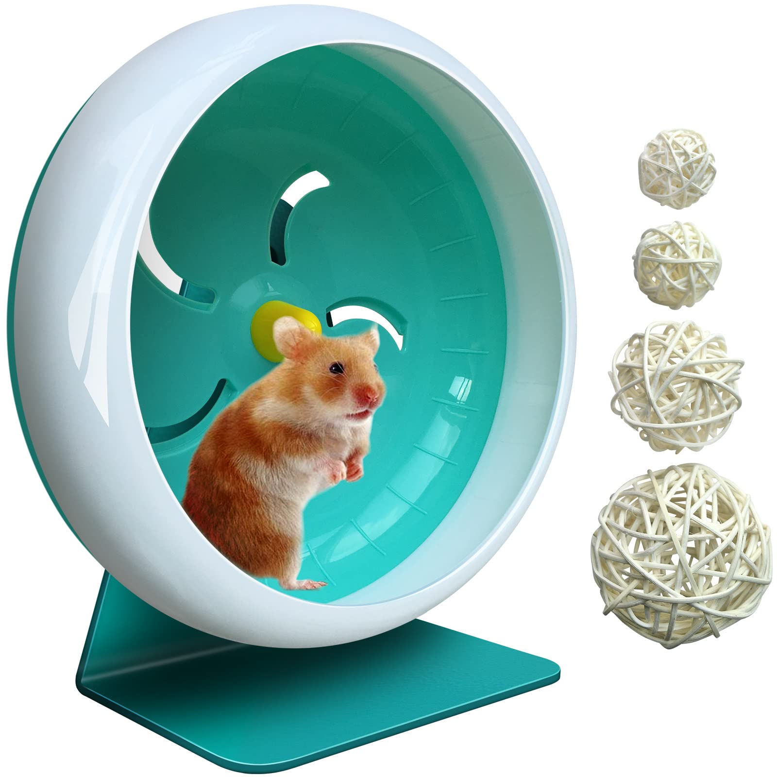 Super-Silent Hamster Exercise Wheel - Adjustable Stand 7in Blue for Hamsters, Gerbils & Mice | Quiet Spinning Pet Wheel for Nighttime Use in Cages
