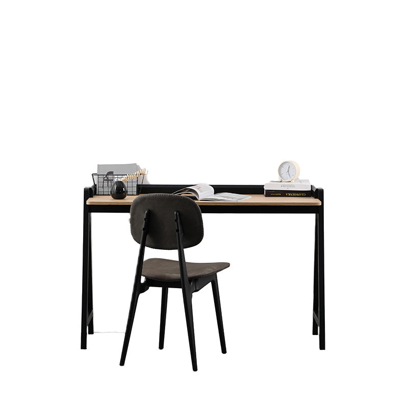 YARA Study Desk 118cm - Black & Natural Wood Writing Table for Home Office, Student Desk with Storage Shelf | Perfect for Small Spaces, Dorm Rooms & Work from Home Setup