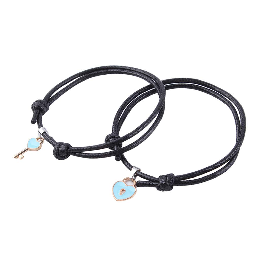 Sevenfly Couple Charm Alloy Key Heart Lock Bracelet - Handmade Love Bracelet for Couples, Anniversary Gift, Romantic Jewelry for Valentine's Day, Wedding Proposal, or Date Night Accessory