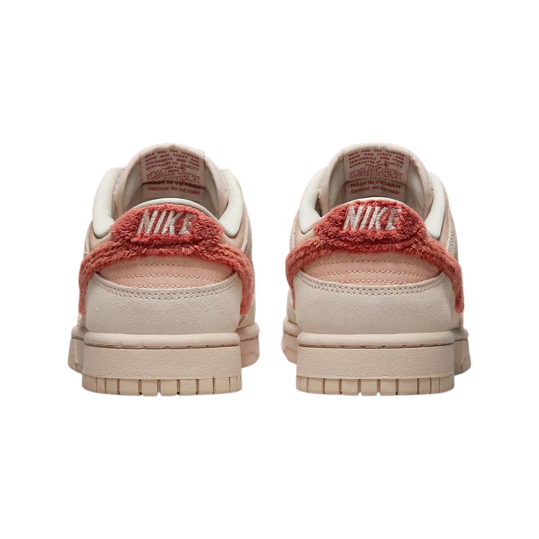 Nike Women's Dunk Low Sneakers - Terry Swoosh Shimmer Mars Stone Sanddrift DZ4706-200 | Casual Fashion Shoes for Women | Perfect for Streetwear, Gym & Everyday Wear