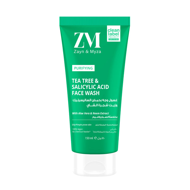 ZM Zayn & Myza Tea Tree & Salicylic Acid Acne-Fighting Face Wash - Deep Cleansing for Oily & Acne-Prone Skin - Perfect for Daily Skincare Routine & Post-Workout Refreshment