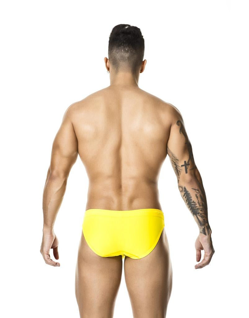 Gigo Classic Men's Swim Briefs - Comfortable Yellow Swim Trunks for Beach, Pool & Water Sports