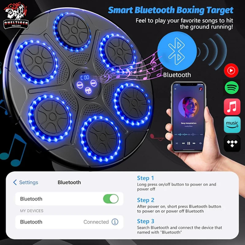 Smart Bluetooth Wall Mounted Music Boxing Trainer - Electronic Punching Bag for Home Gym, Boxing Equipment with Music Sync & Target Practice | Perfect for Cardio, Strength Training & Stress Relief