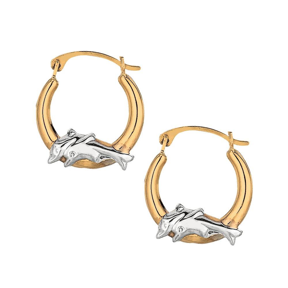10K Gold Dolphin Hoop Earrings for Women - Dainty Marine Animal Jewelry - Perfect for Beach Vacations, Summer Outfits & Gift Giving