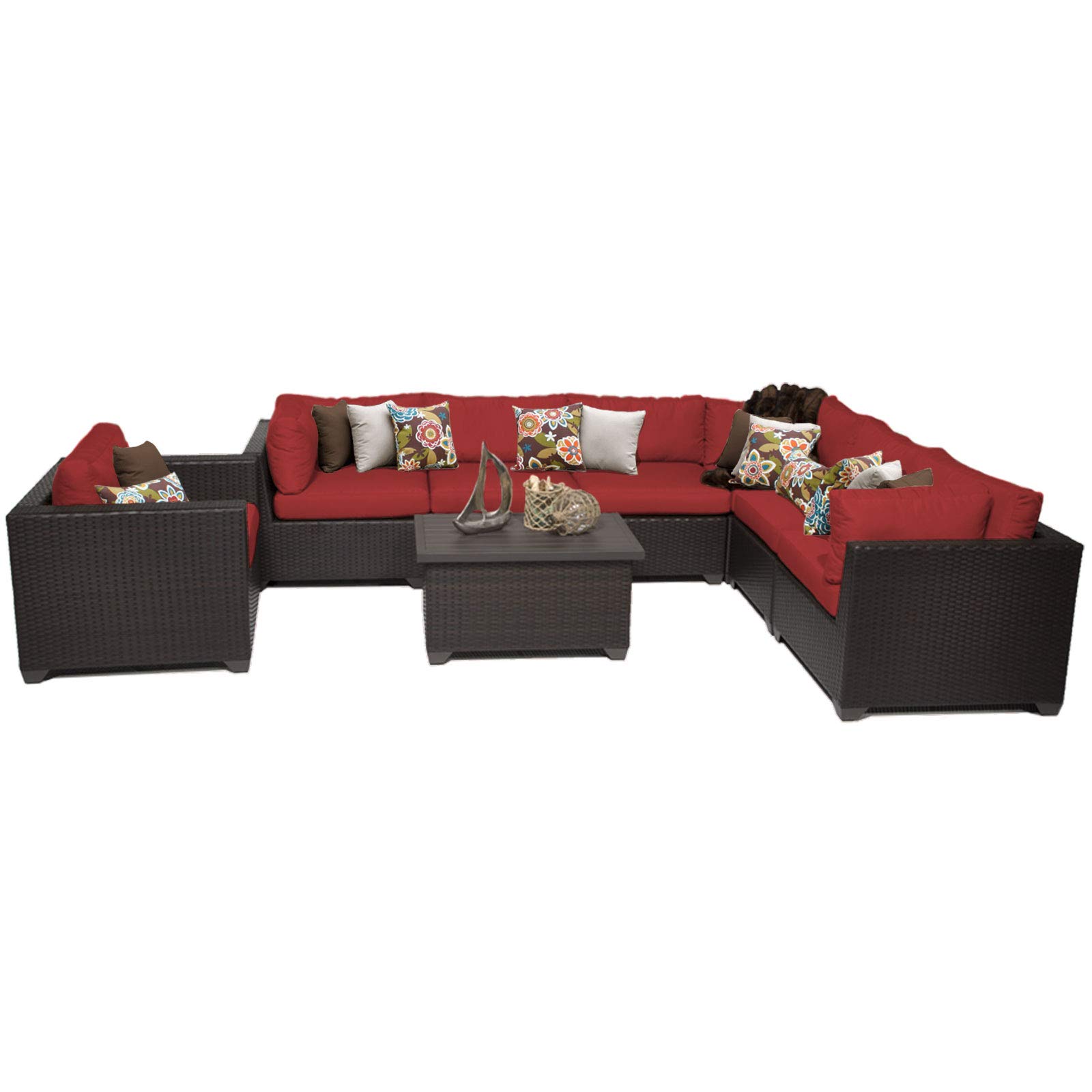 TK Classics 8-Piece Belle Outdoor Wicker Patio Furniture Set in Terracotta - Perfect for Garden, Poolside, and Backyard Relaxation