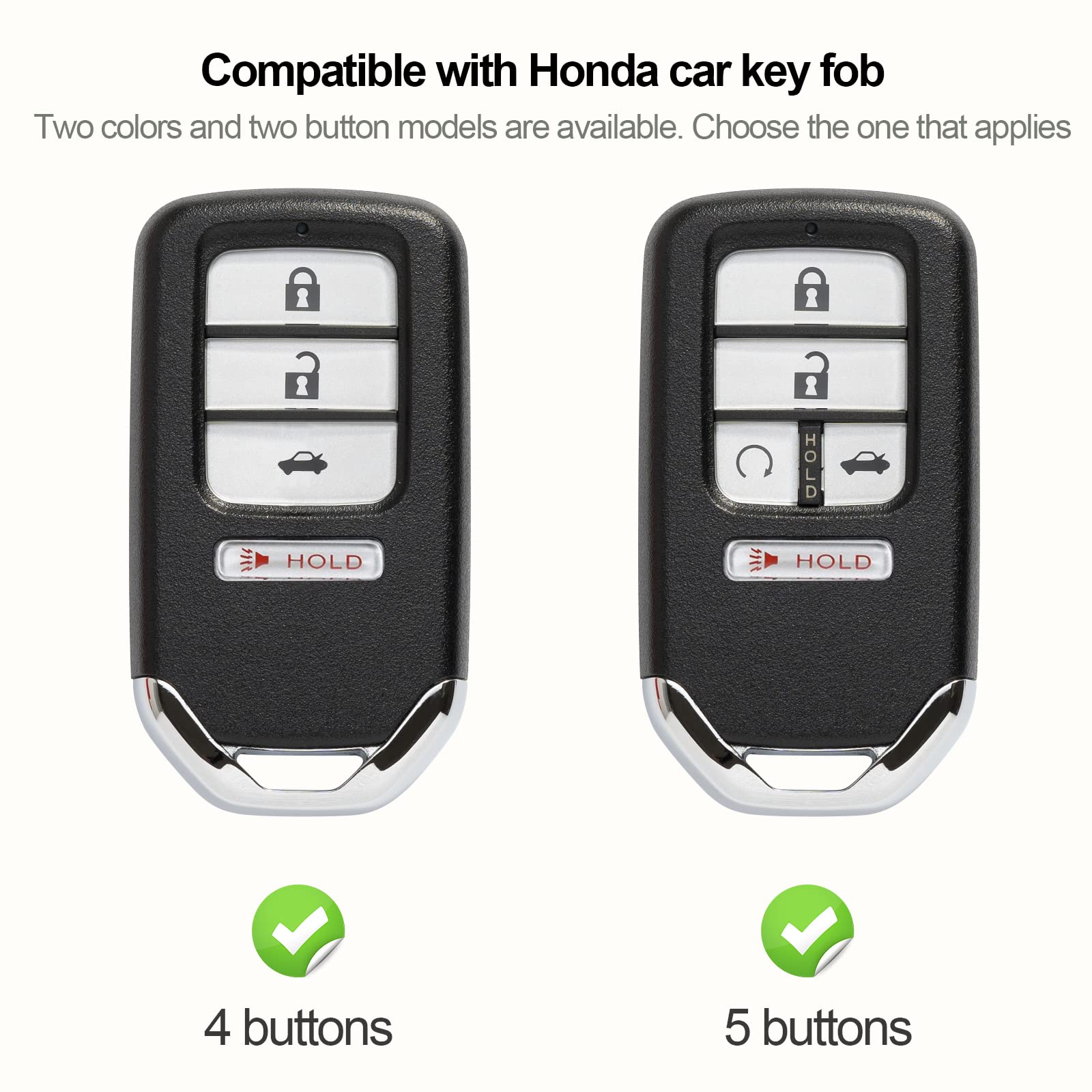 Premium Leather Key Fob Cover for Honda - Compatible with Accord, Civic, CR-V, HR-V, Pilot & More | Durable Keychain Holder & Protective Shell Case | Perfect Car Accessories for Daily Use & Travel