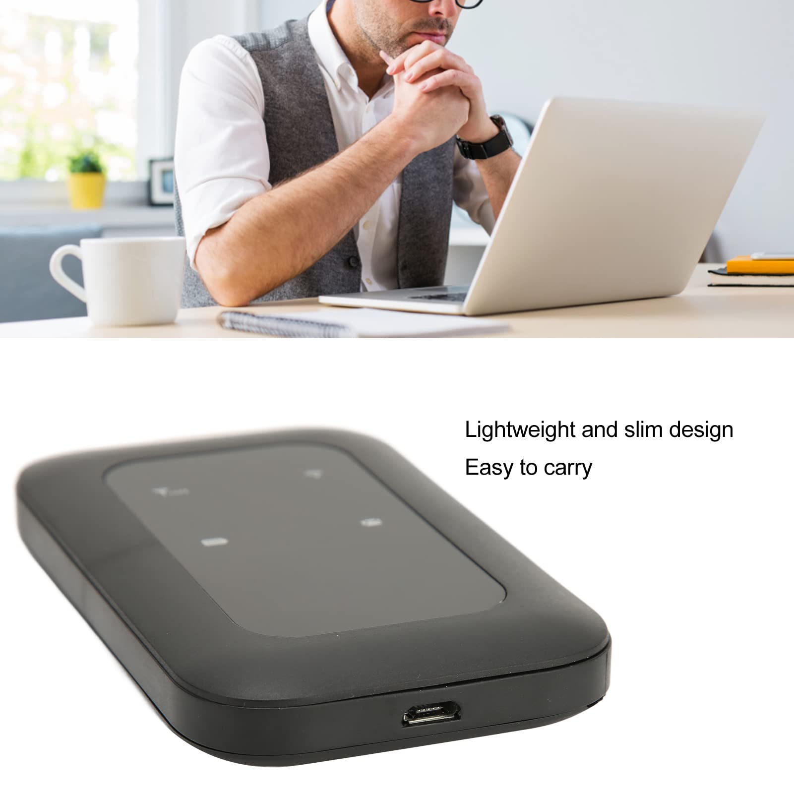 Ciciglow H806 4G LTE Portable WiFi Hotspot Router - 2100mAh Battery, SIM Card Slot, Supports 10 Users - Compact Pocket WiFi for Car, Outdoor Travel & Business Trips - Stay Connected Anywhere