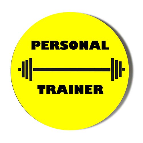 GYM STAFF FITNESS PERSONAL TRAINER 58mm Round Mirror with Yellow Background - Perfect for Gym Locker Rooms, Fitness Studios & Personal Training Sessions