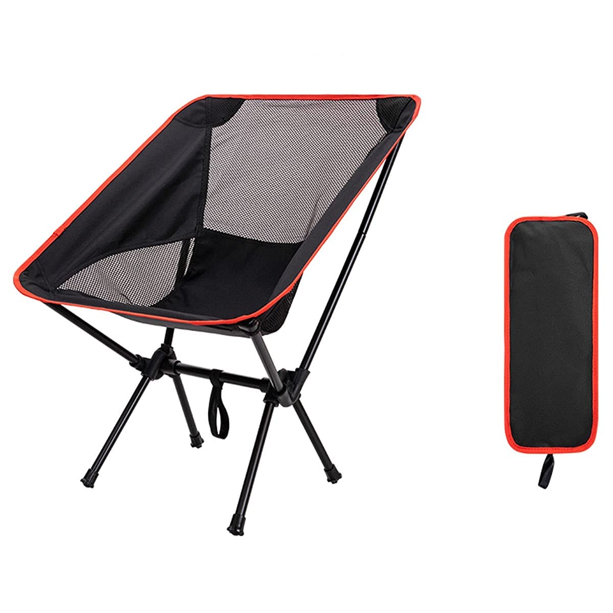 Compact Portable Folding Camping Chair - Lightweight Heavy Duty Backpacking Chair for Outdoor Adventures, Hiking & Picnics (Black) - Perfect for Camping Trips, Beach Outings and Backyard Relaxation