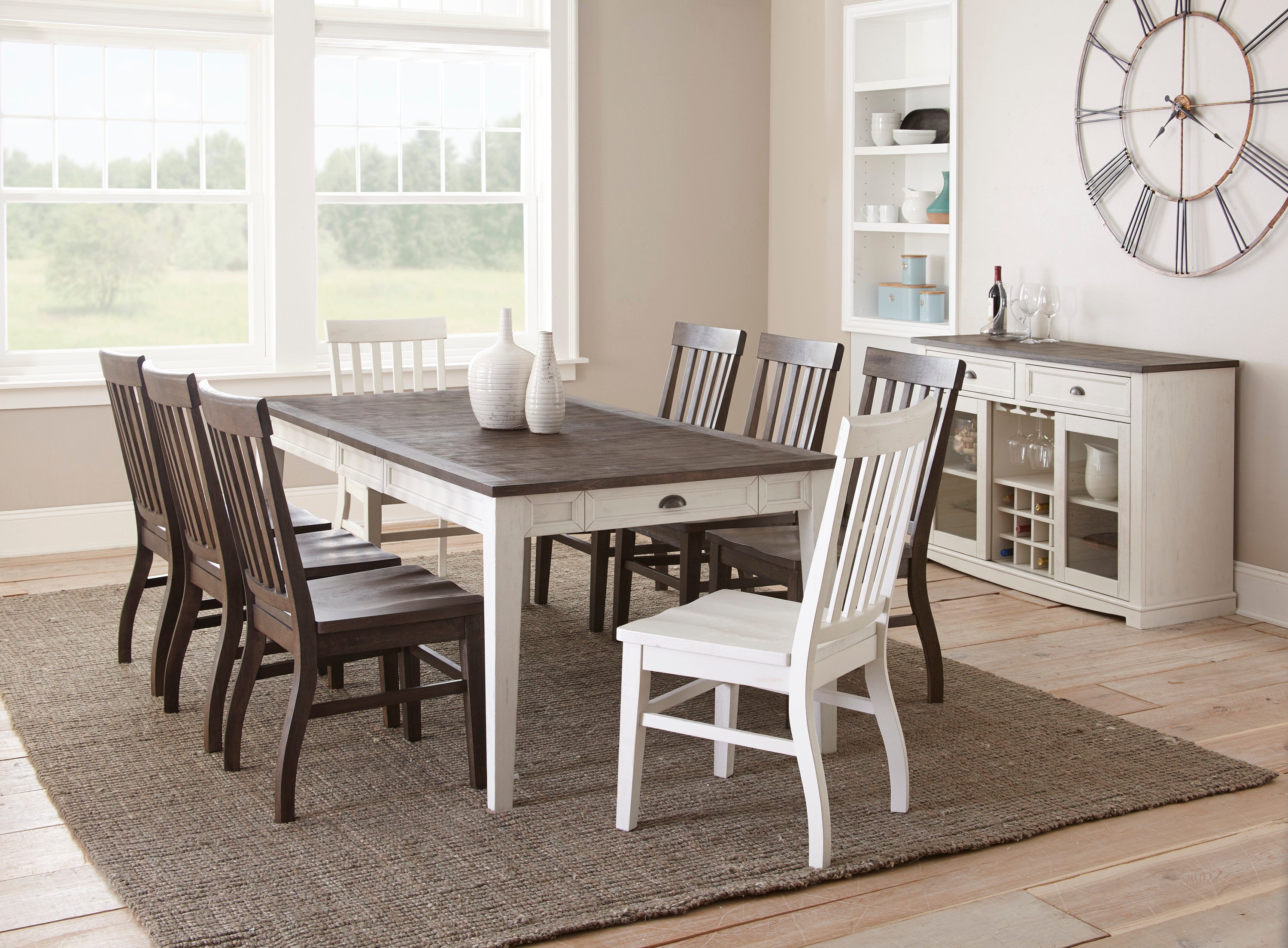 Dark Oak Side Chair Set of 2 - Solid Wood Farmhouse Dining Chairs with Distressed Finish & Comfortable Scooped Seat - Perfect for Kitchen, Dining Room, and Farmhouse Decor