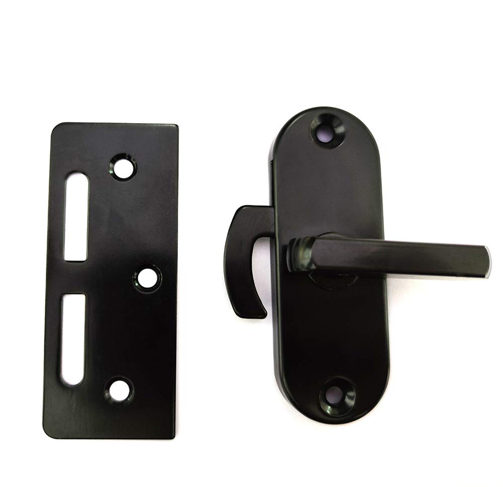 Black Sliding Steel Barn Door with 90 Degree Latch - Retractable Neck Latch & Flip Lock Mechanism | Perfect for Farmhouses, Warehouses & Industrial Spaces