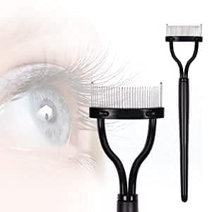 Inralimot Eyelash Comb & Eyebrow Brush Set - Professional Eyelash Separator & Mascara Applicator with Comb Cover - Arc-Designed Cosmetic Brushes for Perfect Lash Definition (Black) - Ideal for Makeup Artists & Daily Beauty Routine