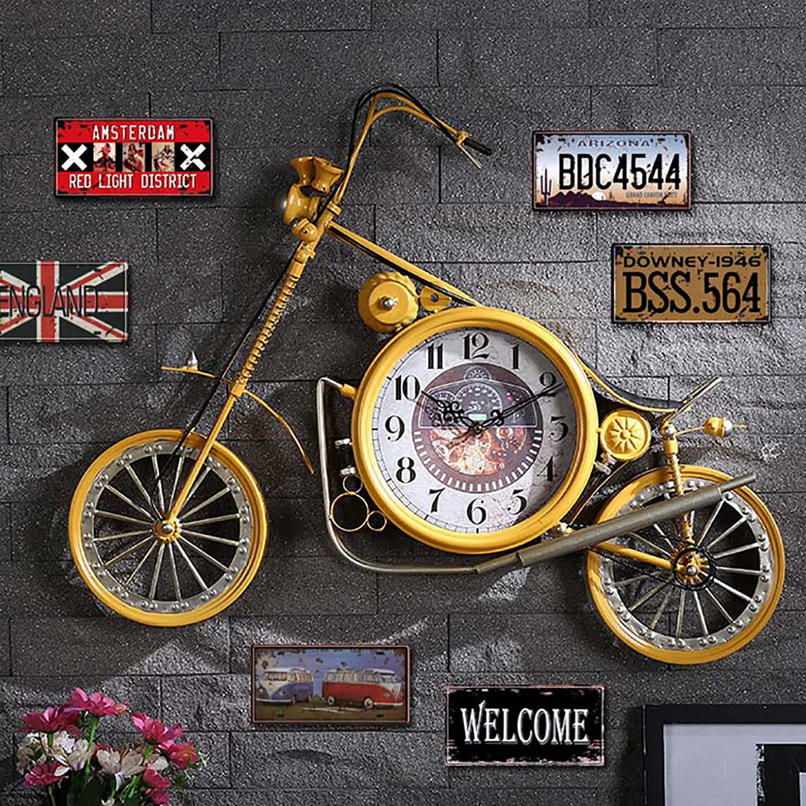 Vintage Metal Motorcycle Wall Art - 3D Retro Motorbike Sculpture for Home, Living Room, Bar, Cafe & Garage Decor | Unique Wall Hanging for Man Cave & Biker Enthusiasts (Color: Black) - Perfect for Adding a Rustic Industrial Touch to Your Space