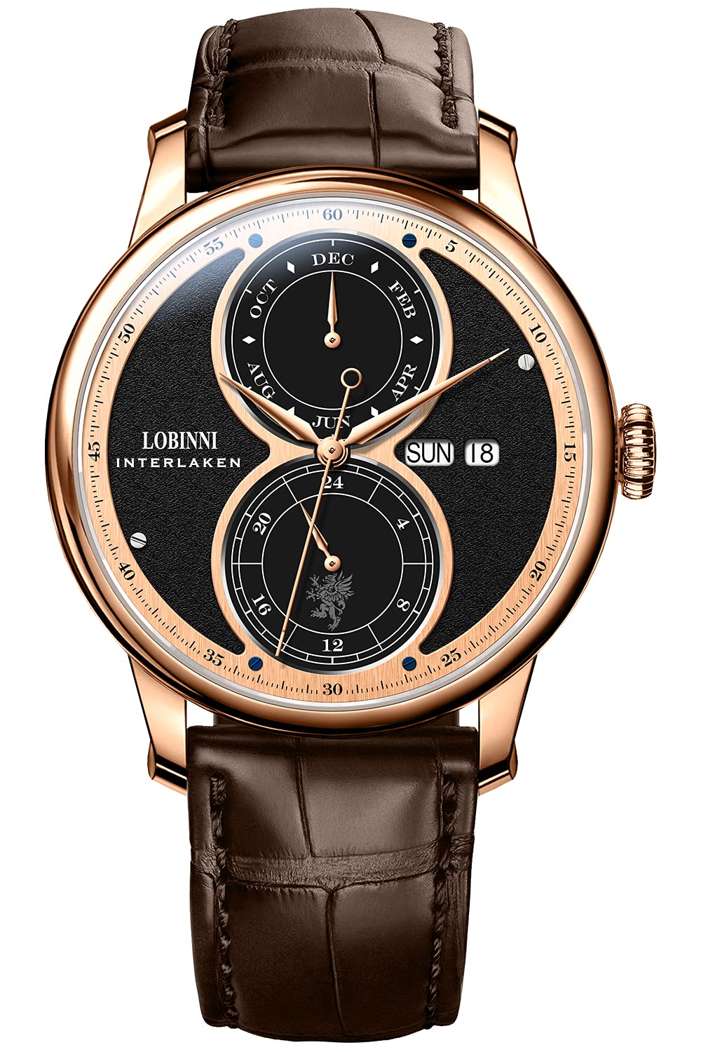 LOBINNI Men's Automatic Mechanical Watch - Stainless Steel Dress Watch with Week Calendar - Luxury Top Brand Timepiece for Business, Formal Events & Gifting