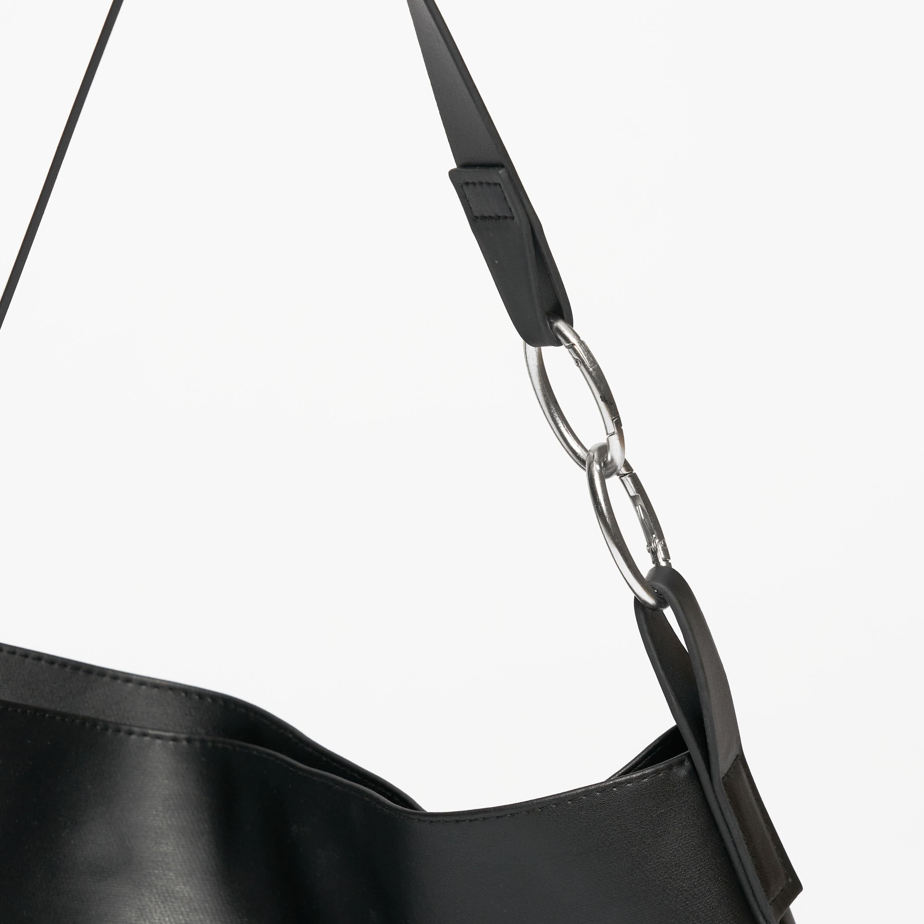 Oleatex Vegan Olive Leather Tote Bag - Night Black | Eco-Friendly & Stylish Handbag for Work, Travel & Everyday Use