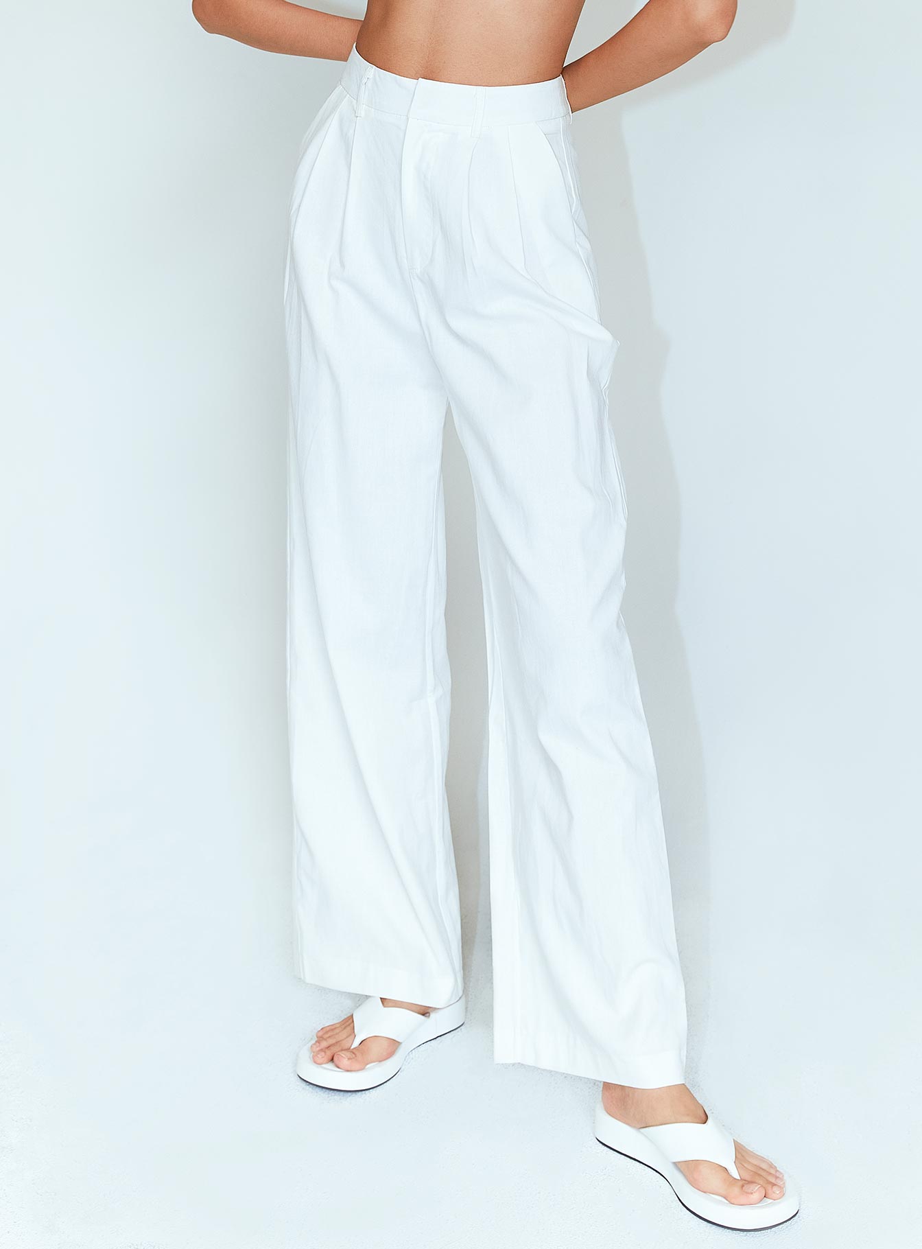 AYLA Women's Linen Pants - White Tall Size - Breathable Summer Wide Leg Trousers for Beach, Vacation & Casual Wear