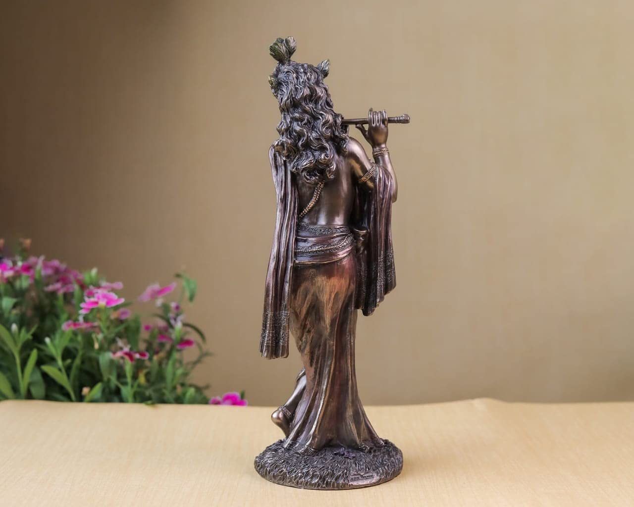 25 CM Lord Krishna Statue with Flute (Basuri) - Handcrafted Hindu Deity Murti for Home Altar, Spiritual Gifts & Meditation Decor | Perfect for Puja Room, Yoga Space & Indian Cultural Displays