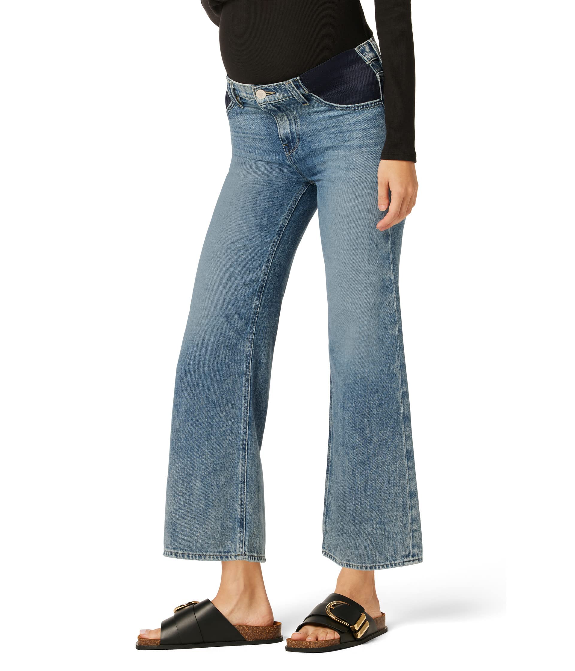 HUDSON Women's Rosie High Rise Wide Leg Cropped Maternity Jeans - Comfortable Stretch Denim Pants for Pregnancy & Postpartum - Perfect for Work, Casual Outings & Everyday Wear