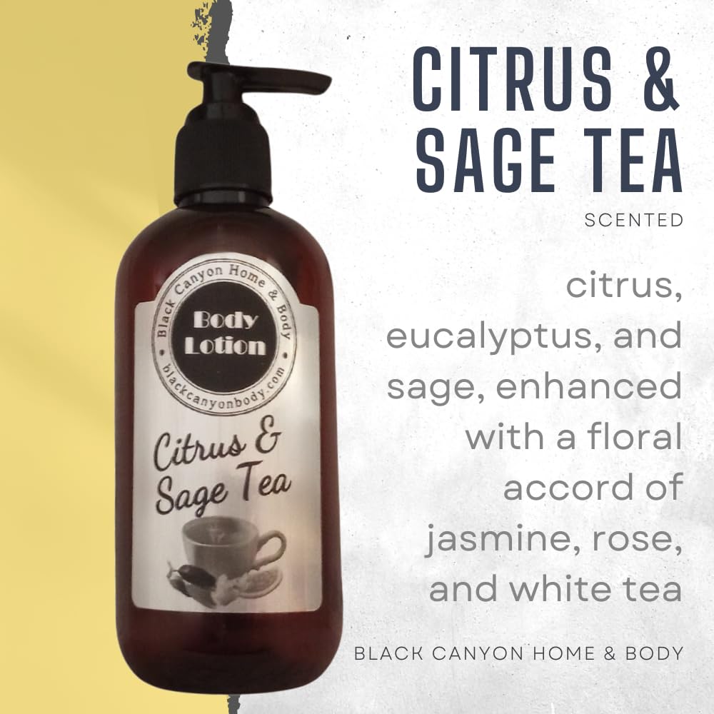 Black Canyon Citrus & Sage Tea Scented Body Lotion with Lanolin & Jojoba Oil - 1 Gallon (2 Pack) - Hydrating Moisturizer for Dry Skin, Perfect for Daily Use & Spa Treatments