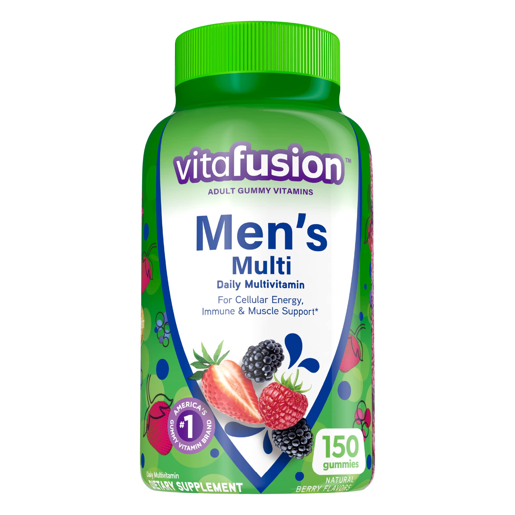 Vitafusion Men's Gummy Vitamins - Berry Flavored Daily Multivitamin Supplement with Essential Nutrients, 150 Count - Supports Energy, Immunity & Overall Health for Active Men