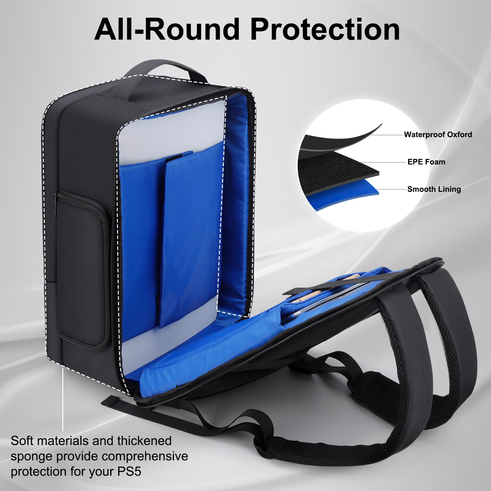 PS5 Gaming Backpack - Protective Travel Case for Playstation 5 Console, 15.6” Laptop & Accessories | Waterproof Portable Organizer with Headset Storage | Perfect for Travel, Commuting & Gaming Events