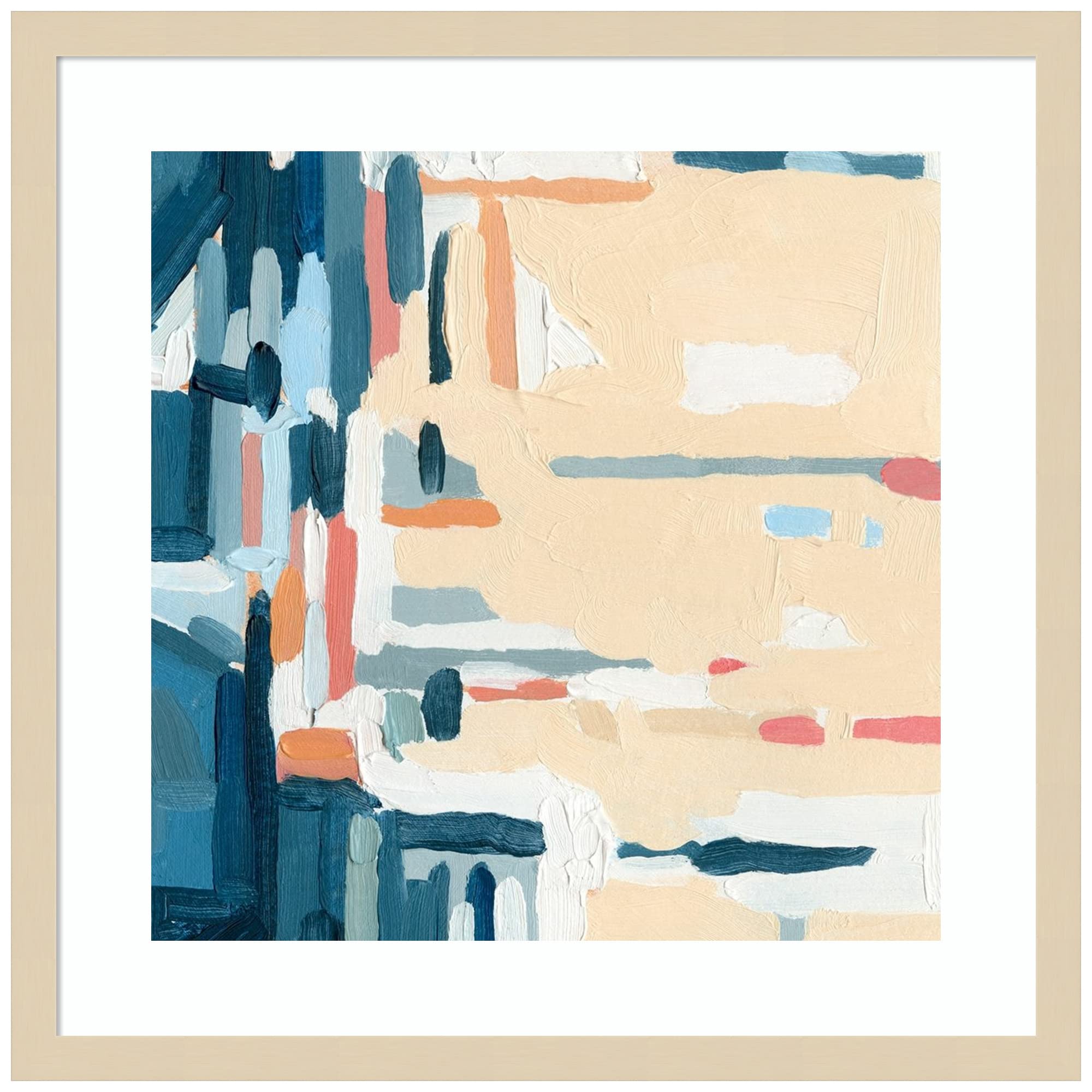 Emma Caroline Summer Abstraction IV Wood Framed Wall Art Print - 21x21 Inches, Natural Svelte Frame - Modern Home Decor for Living Room, Bedroom & Office
