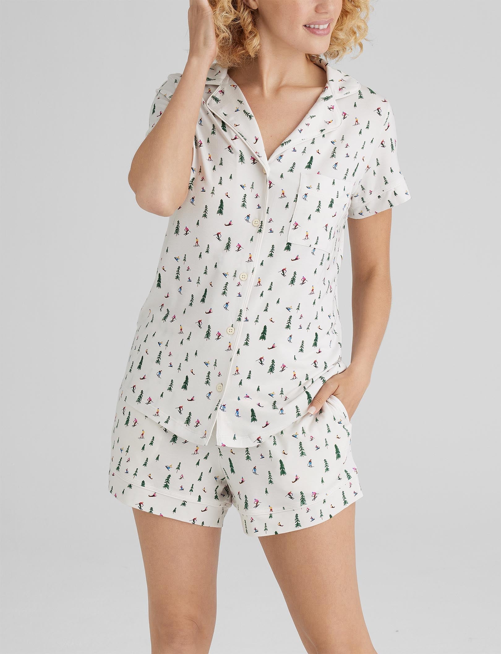Women's Soft Cotton Pajama Set - Short Sleeve Sleep Shirt & Lounge Shorts for Comfortable Sleep & Relaxation | Perfect for Nightwear, Lounging at Home, and Summer Vacation