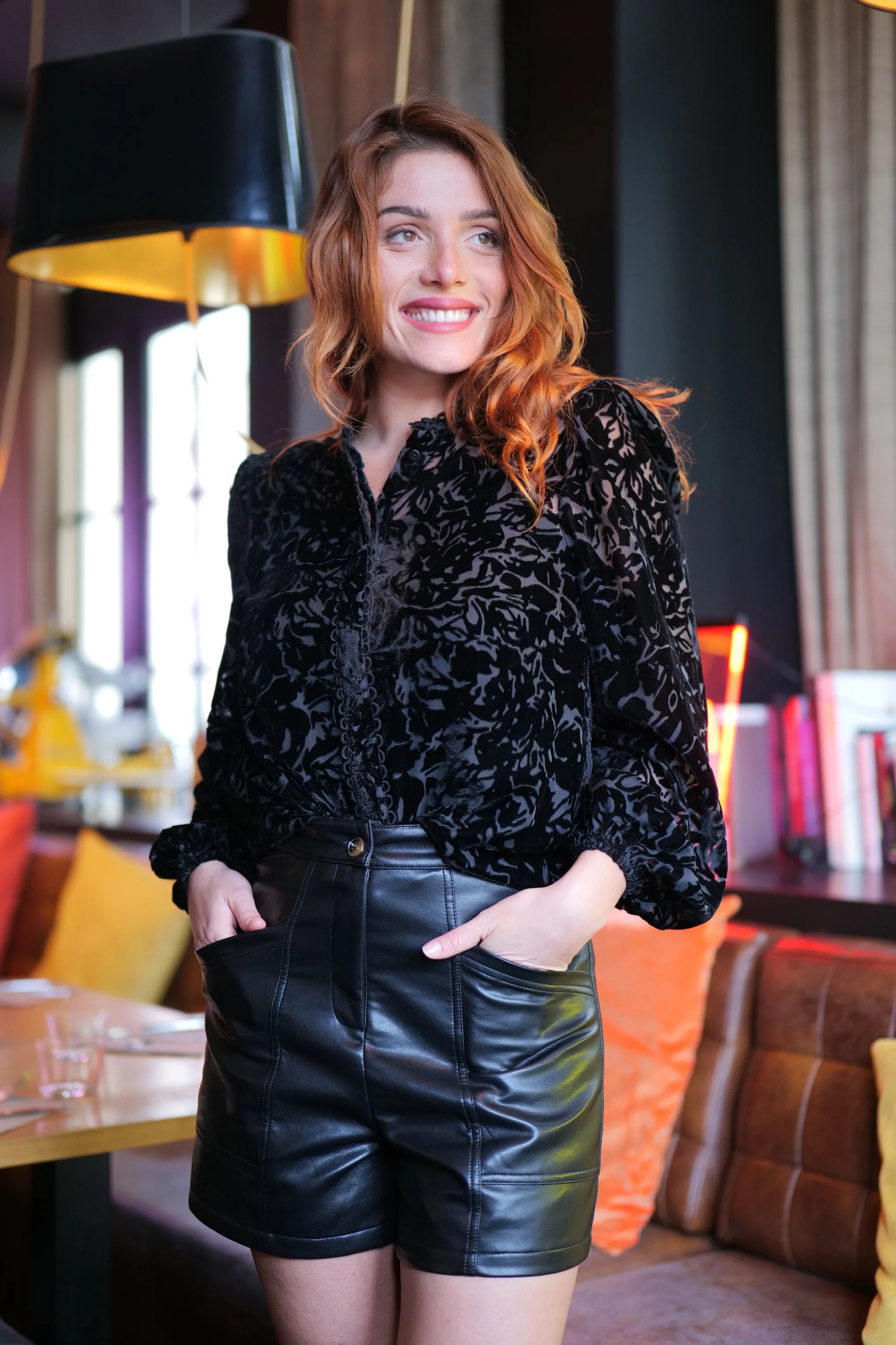 Melissa Velvet Shirt for Women - Soft & Luxurious Black Blouse - Perfect for Date Night, Office Wear & Evening Events