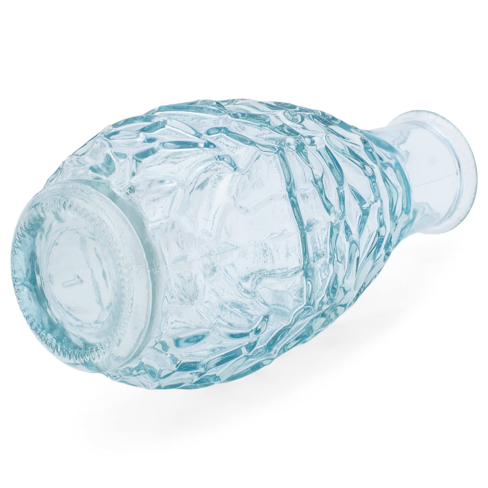 Turquoise Blue Textured Glass Tabletop Vase - 5.5