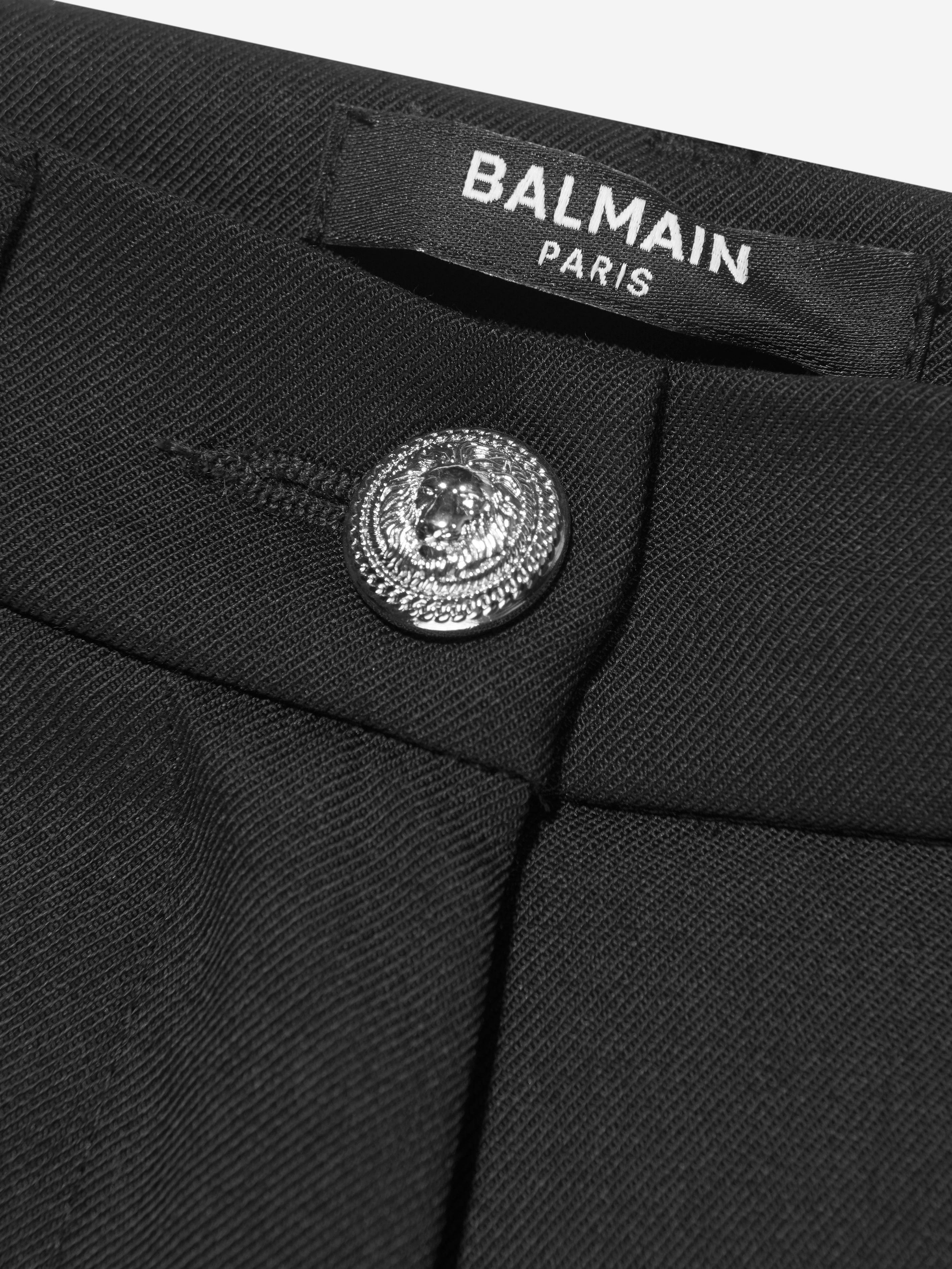 Balmain Girls Black Wool Suit Pants - Elegant Formal Wear for School, Parties & Special Occasions