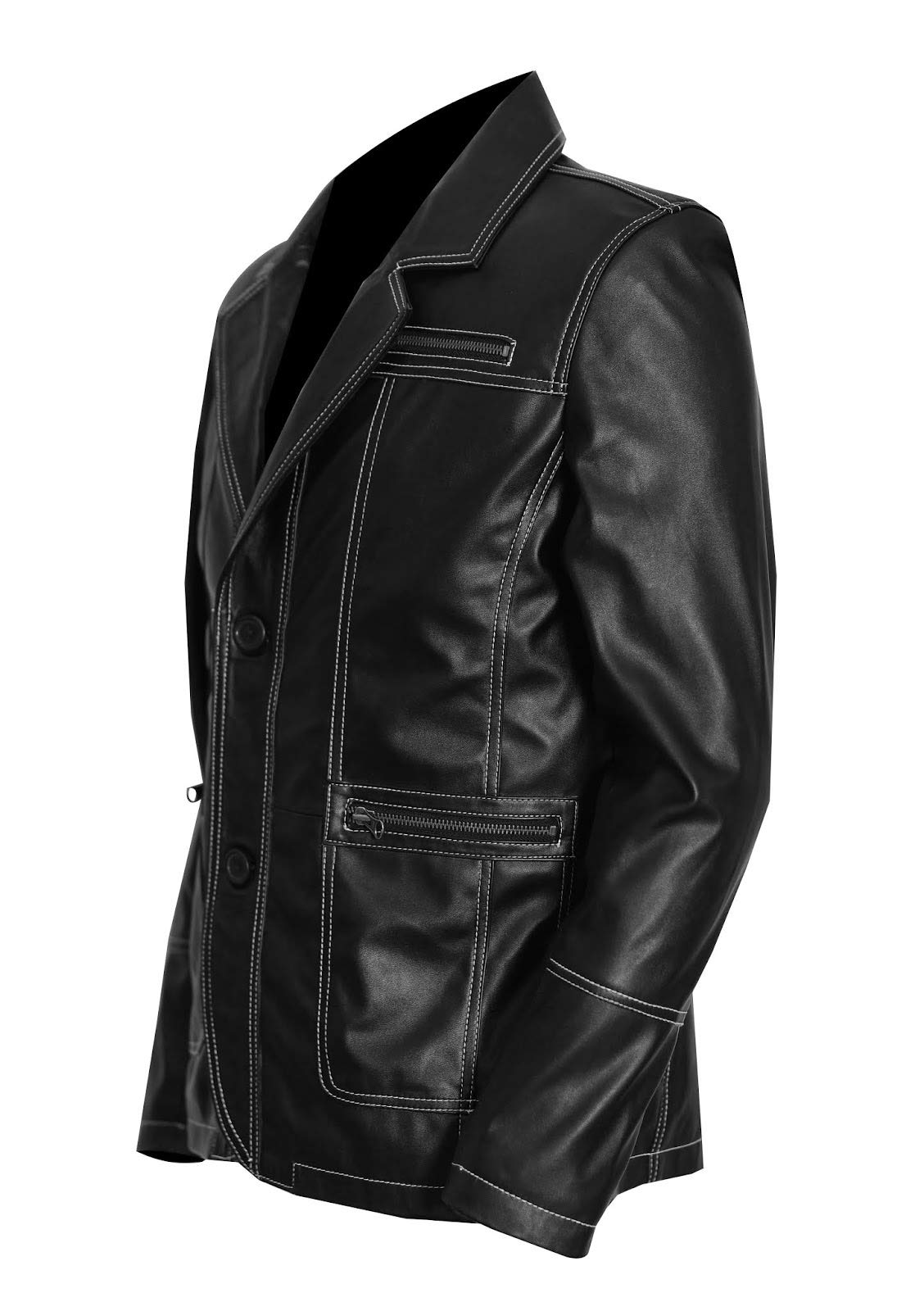 Esquire Black Men's Leather Blazer Jacket - Premium Genuine Leather Coat for Men | Perfect for Business, Casual & Formal Occasions