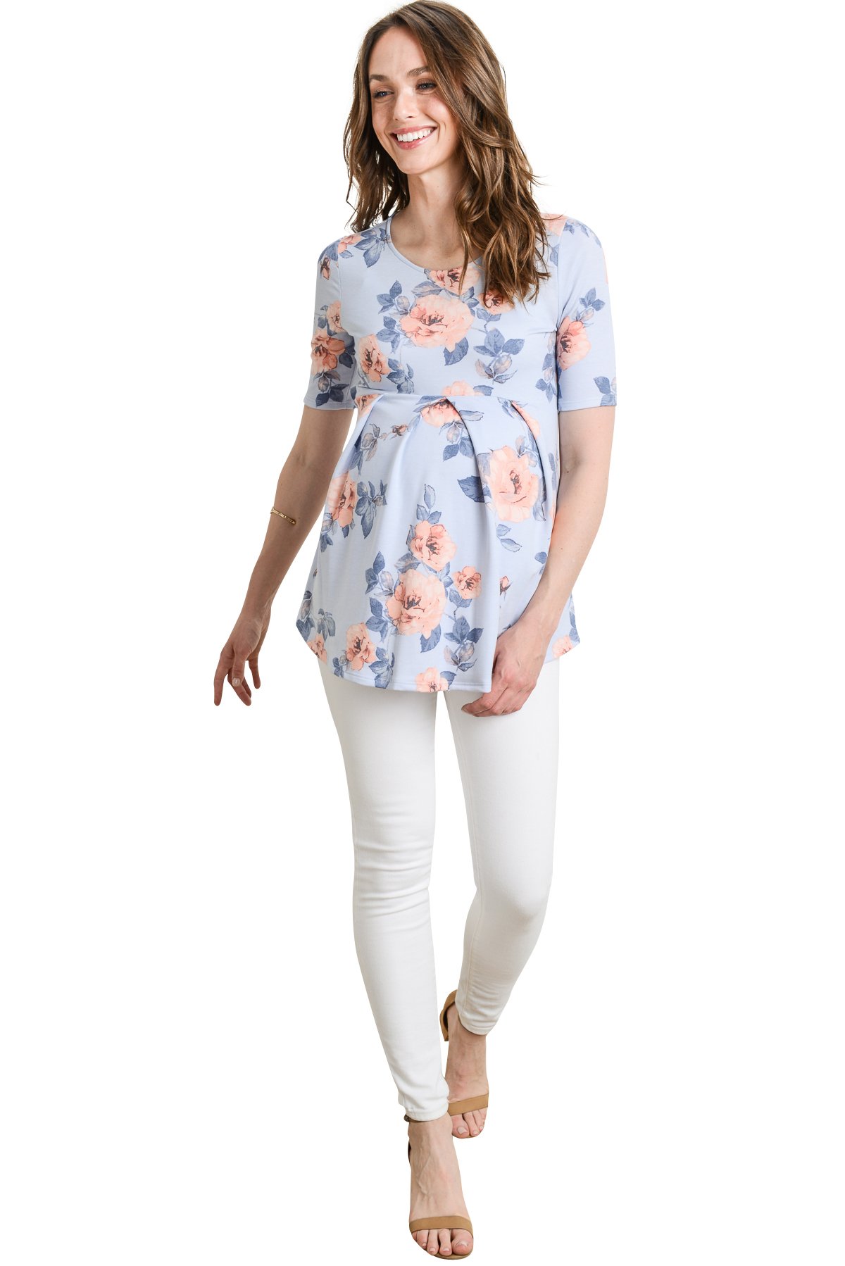Stylish Maternity Peplum Blouse with Front Pleat - Comfortable Pregnancy Top for Women | Perfect for Work, Parties & Everyday Wear