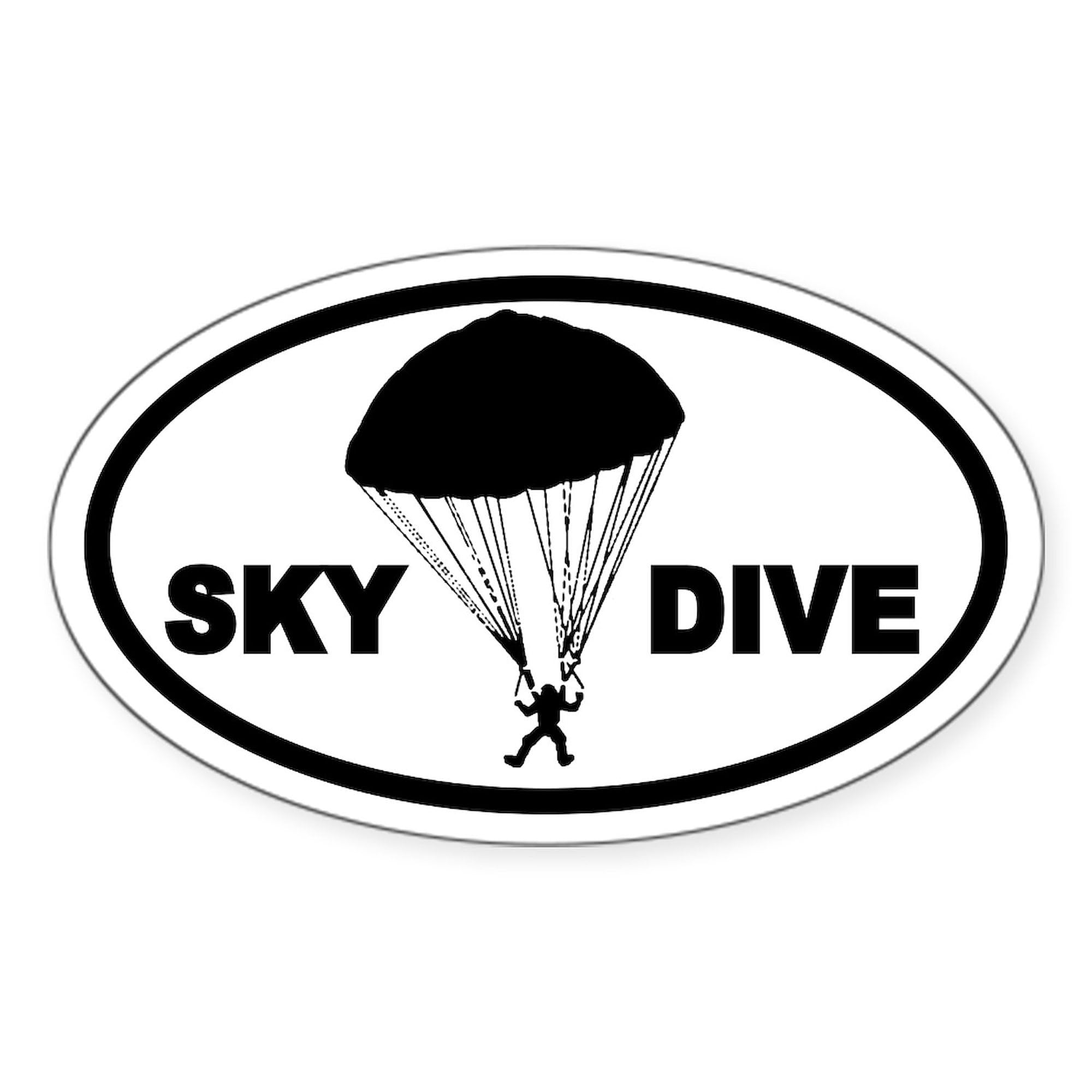 Skydiving Oval Sticker - Durable Car Bumper Decal for Adventure Lovers