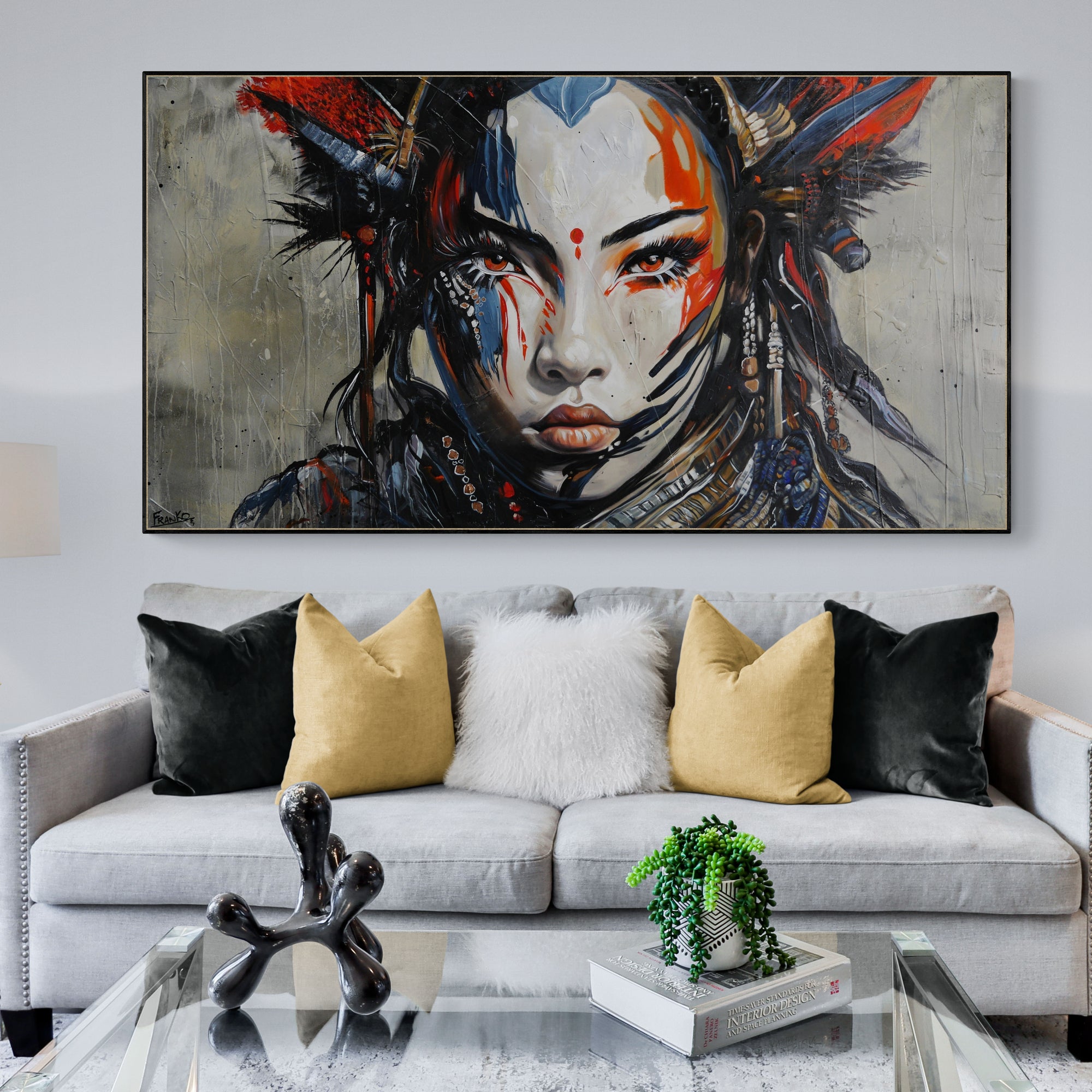 Musashi 190x100cm Abstract Textured Framed Wall Art - Brave & Beautiful Modern Painting for Living Room, Bedroom, Office Decor