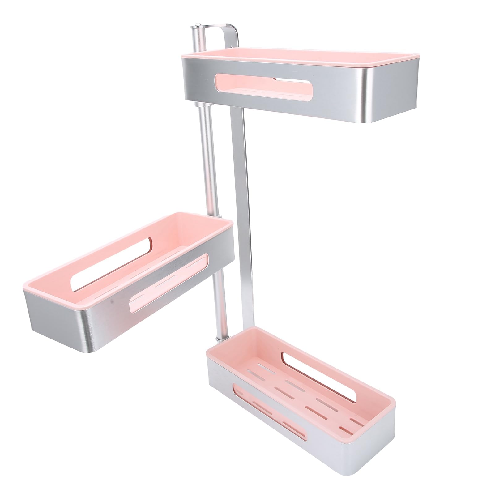 3-Tier Rotating Spice Rack Organizer - Silver & Macaron Pink Kitchen Shelf for Countertops | Space-Saving Bathroom Storage Solution | Perfect for Small Kitchens, Pantries & Vanity Organization