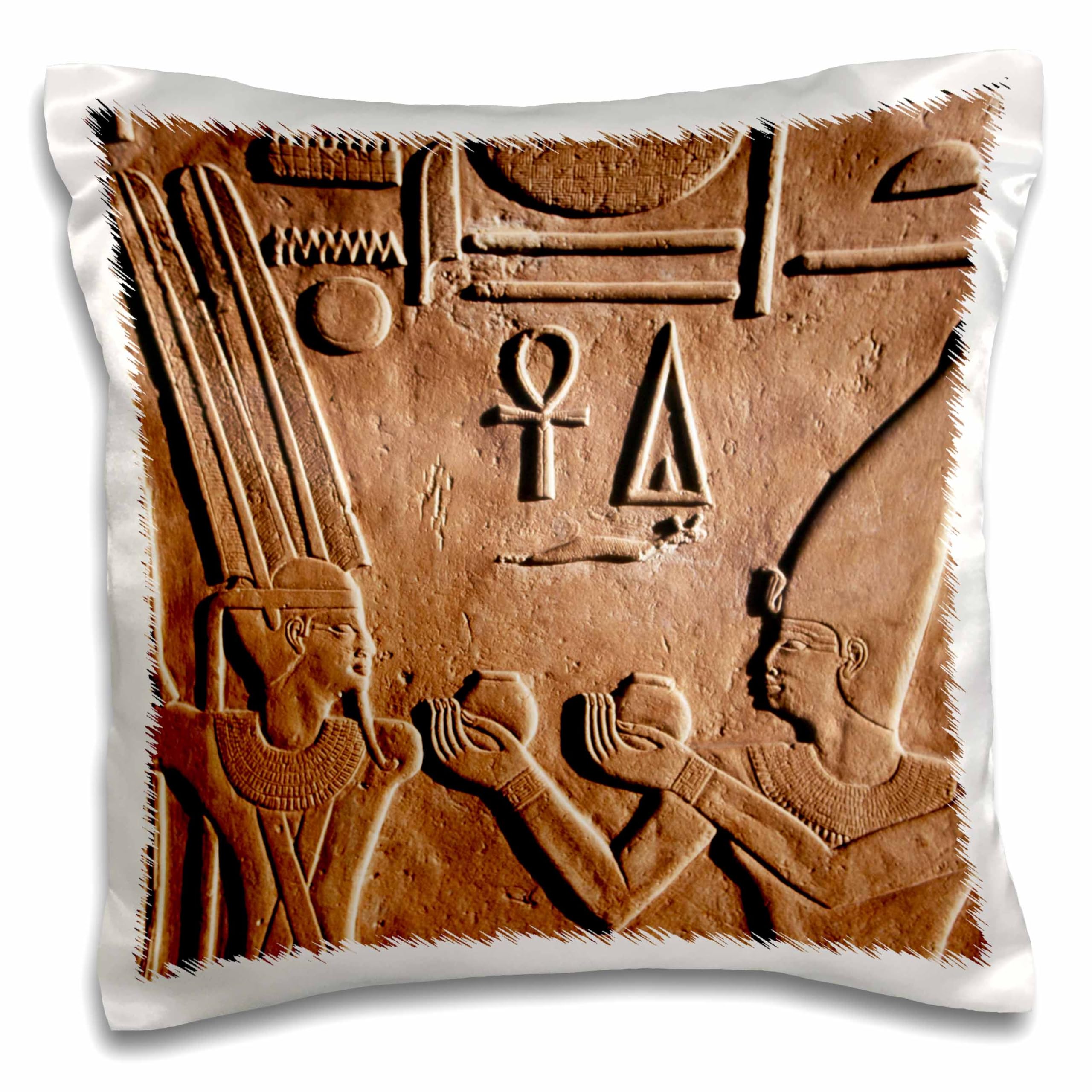 3D Printed Egypt Luxor Karnak Temple Pillow Case - 16 Inch White Chapel God Min Head Detail - Home Decor, Bedroom & Living Room Accessories